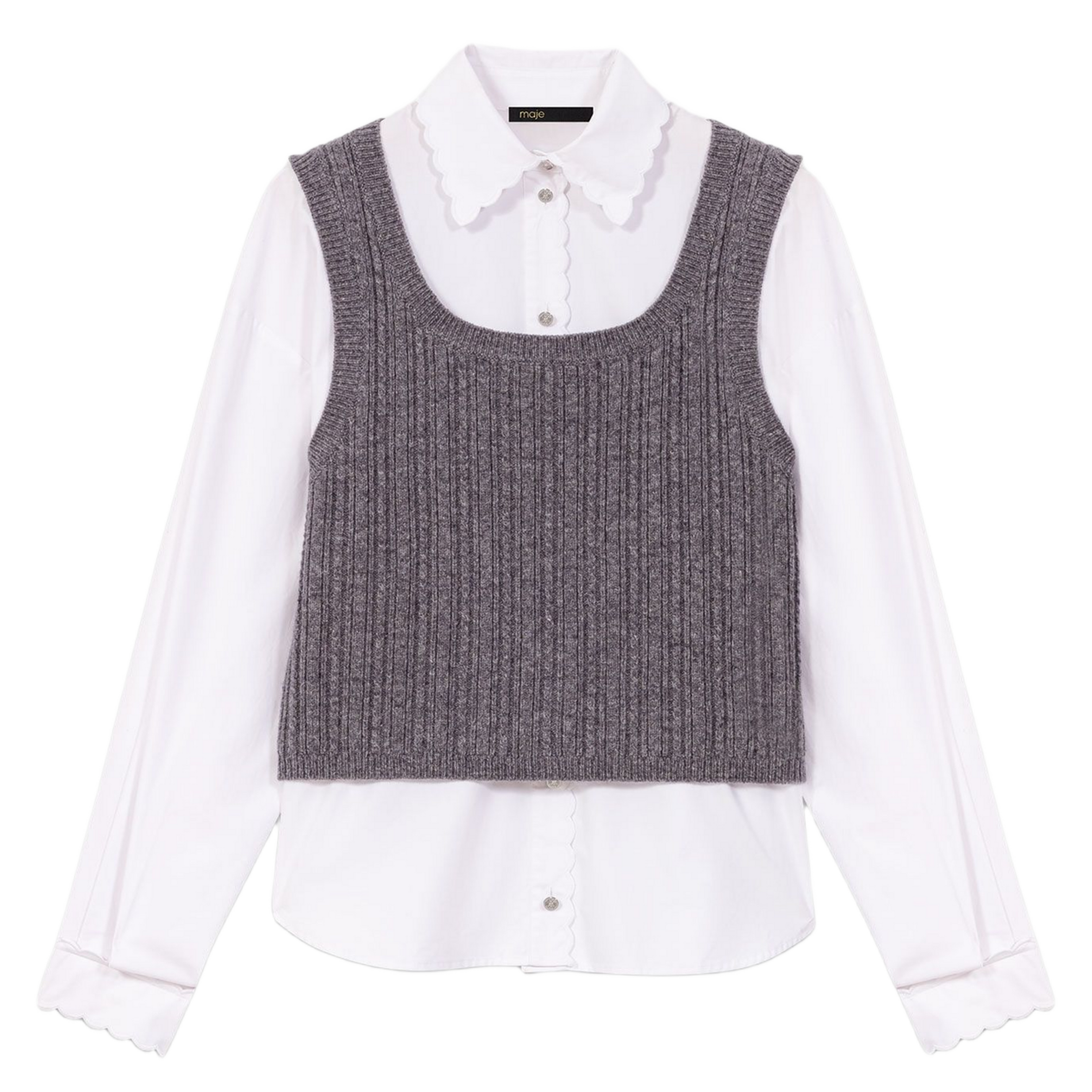 Top en maille 2-en-1 MAJE Gris