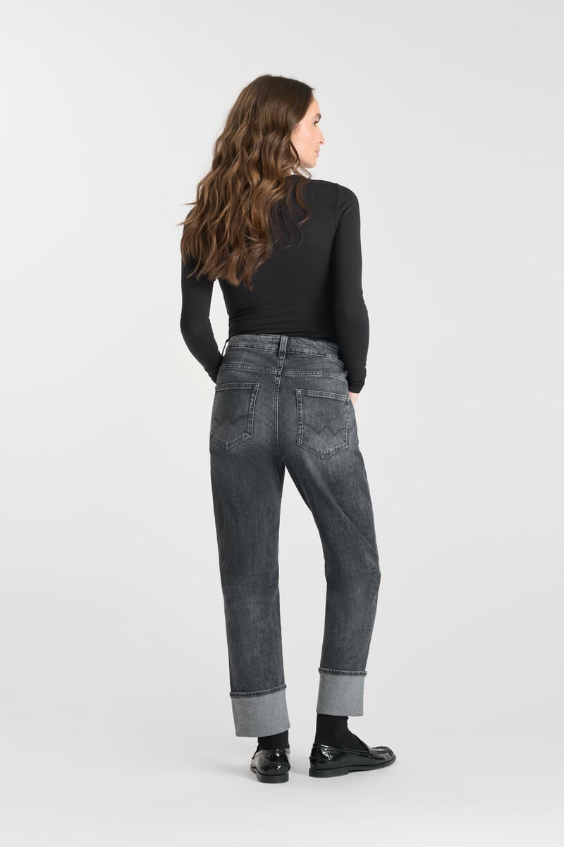 Loose, oversized girlfriend high-waisted jeans, length 34 LE TEMPS DES CERISES Grey