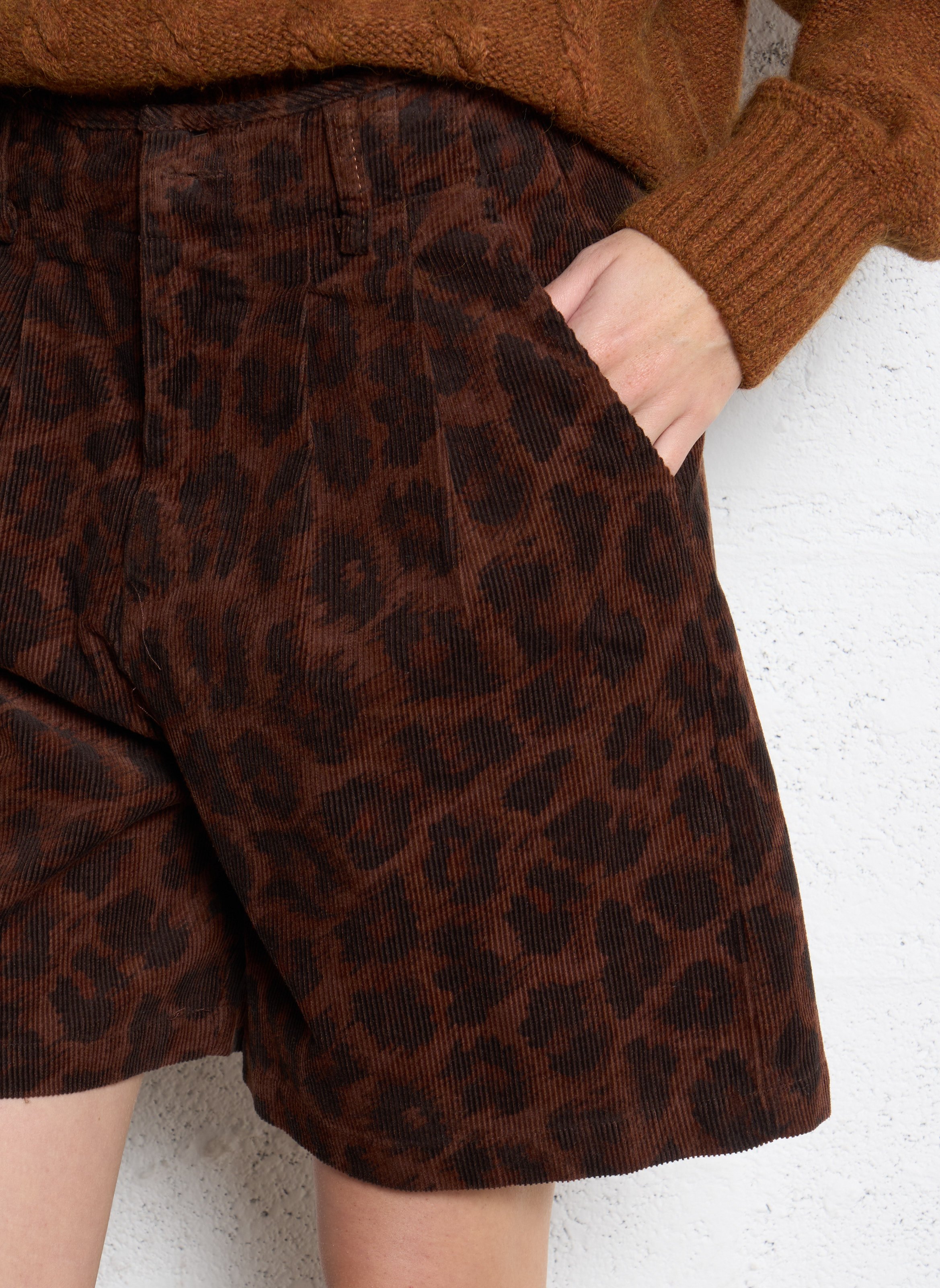 Kurze High-Waist-Hose aus Baumwolle THE KORNER Braun