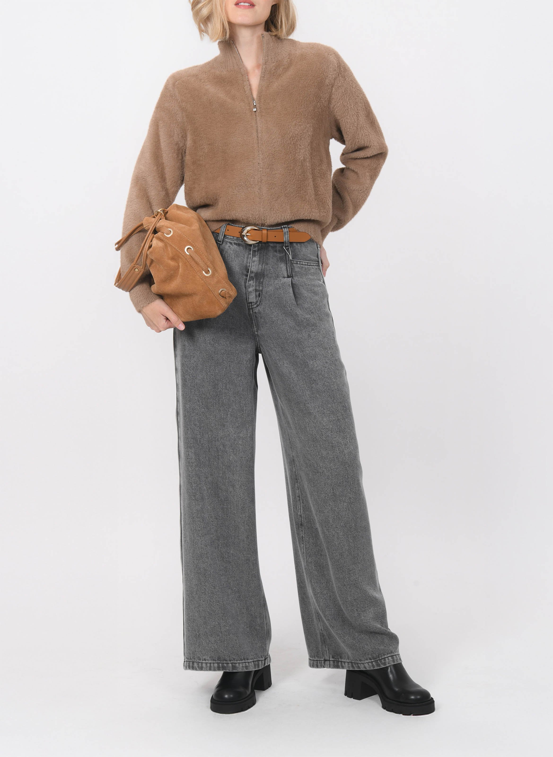 Gilet ample col montant KOOKAI Marron