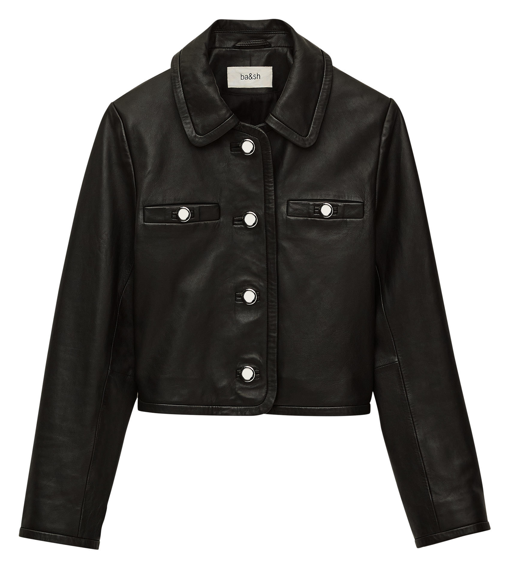 Lamsleren jack met klassieke kraag BA&SH Zwart