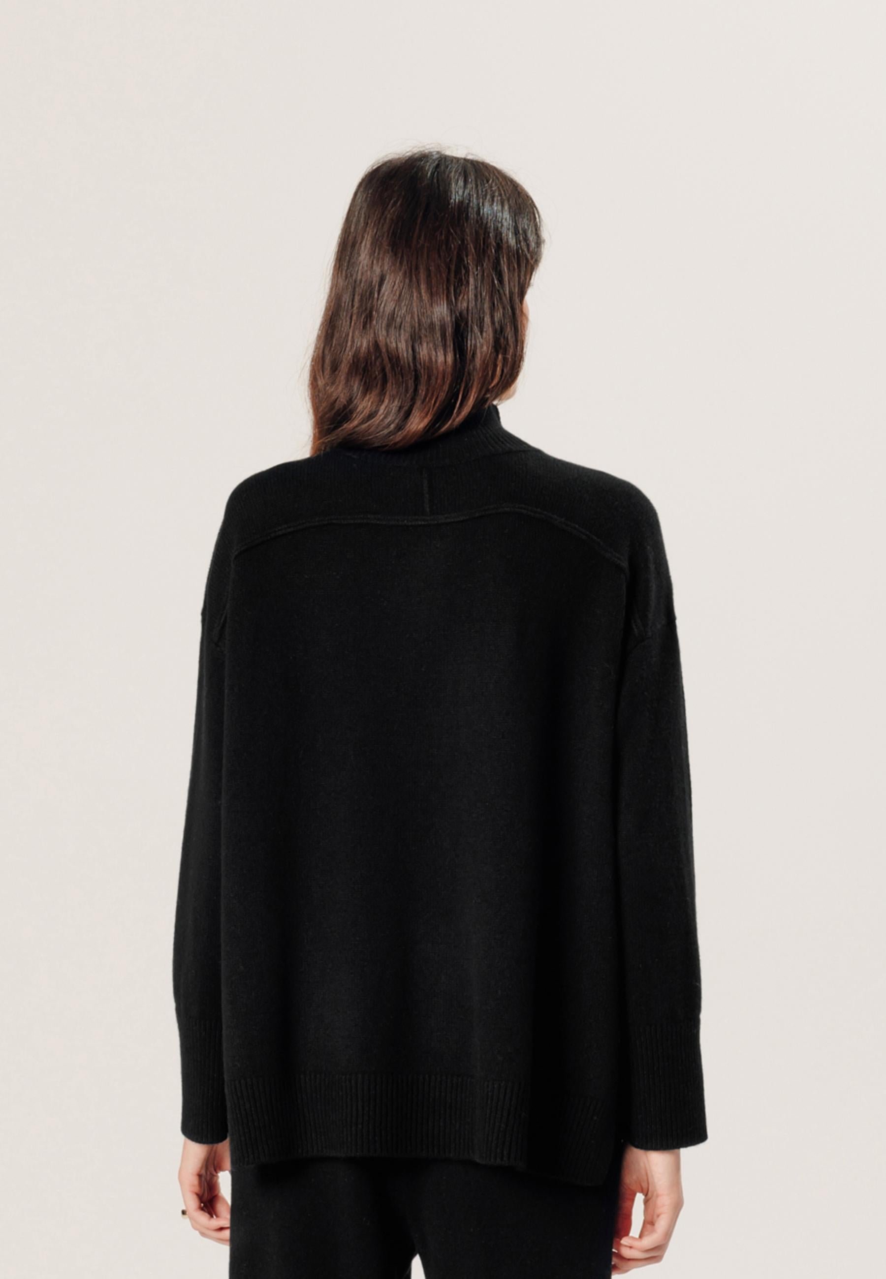Oversized high-neck cashmere sweater RODIER Black