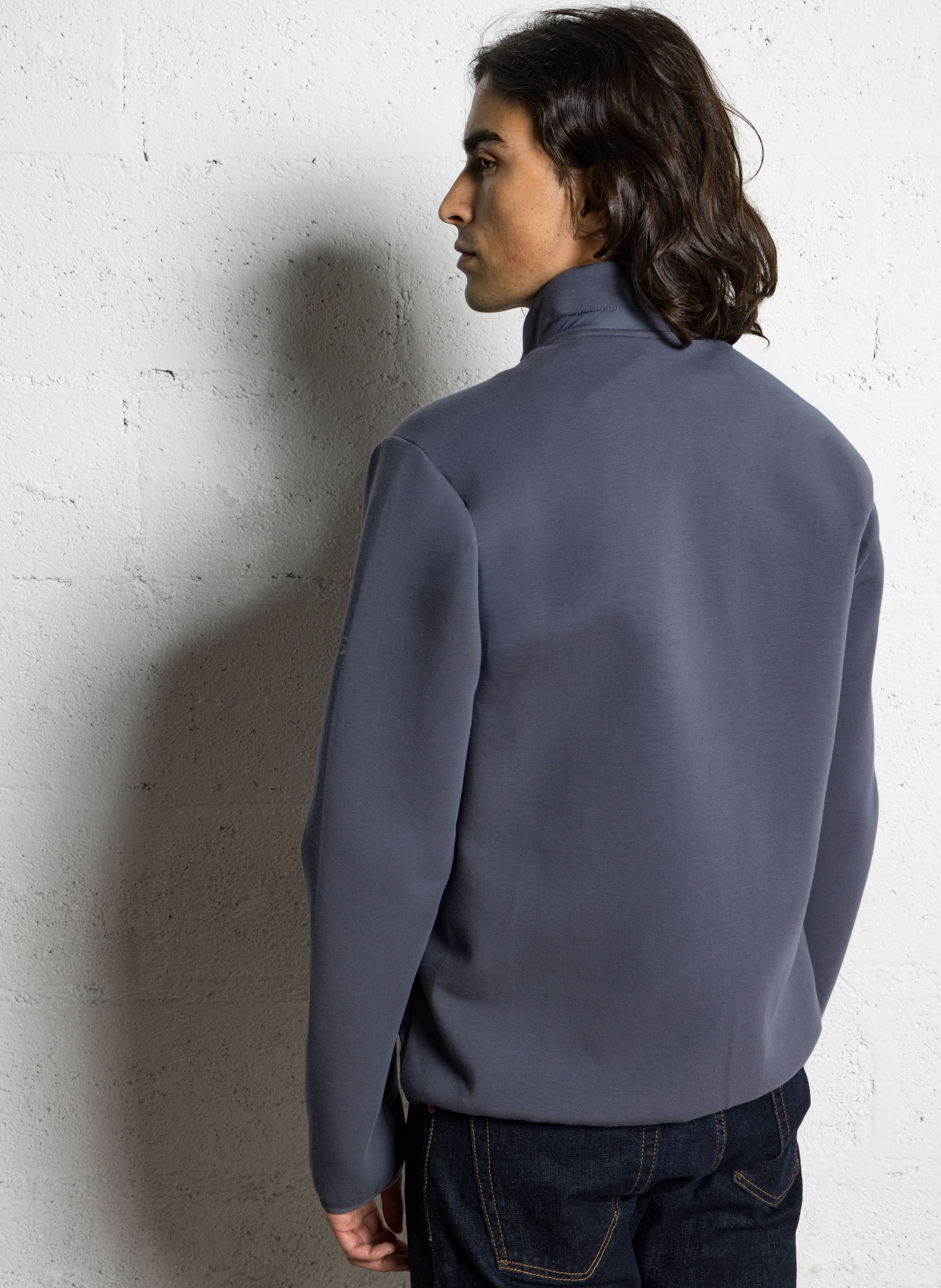 Sweater met opstaande kraag - katoenblend HACKETT Grijs