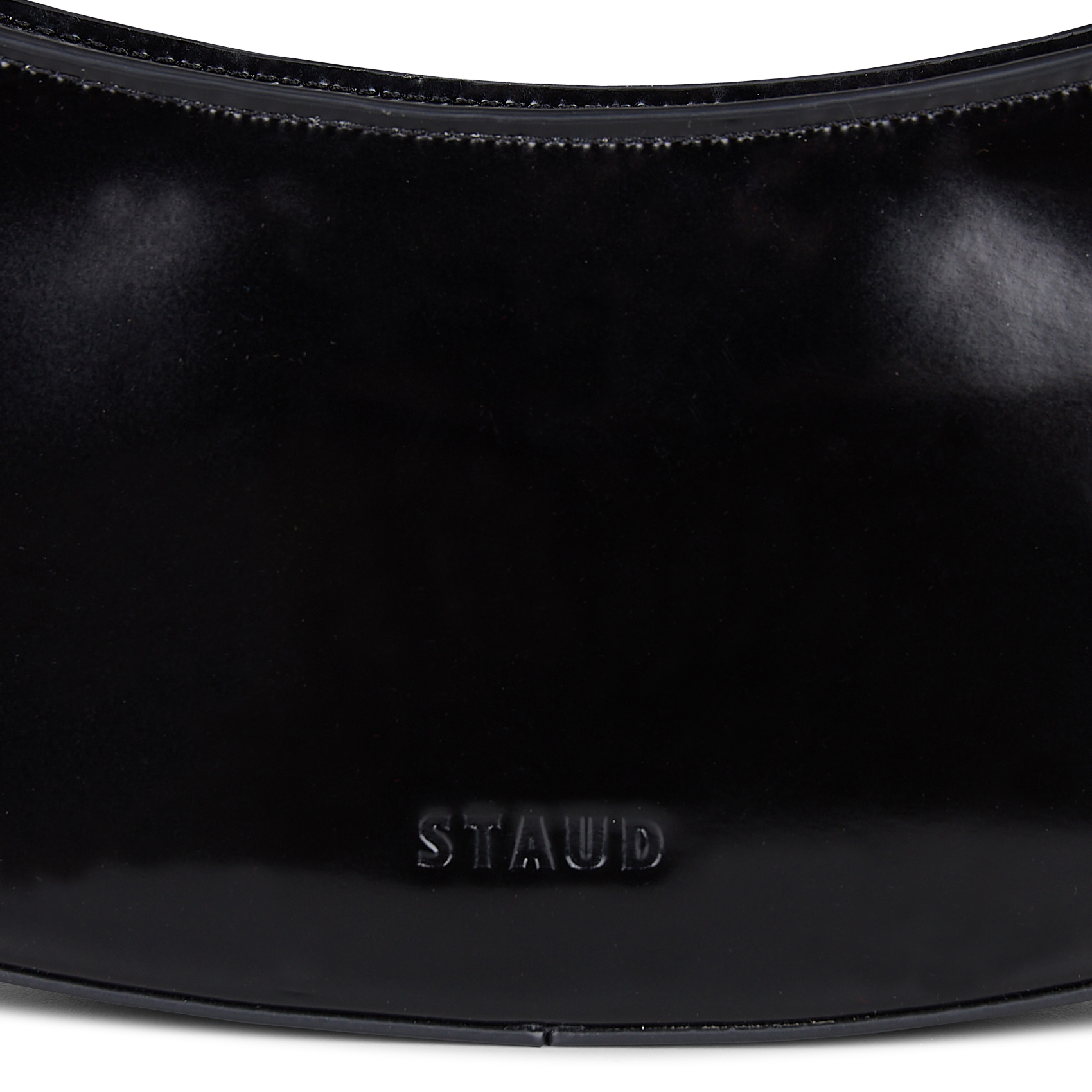 Sac baguette zippé en cuir STAUD Noir