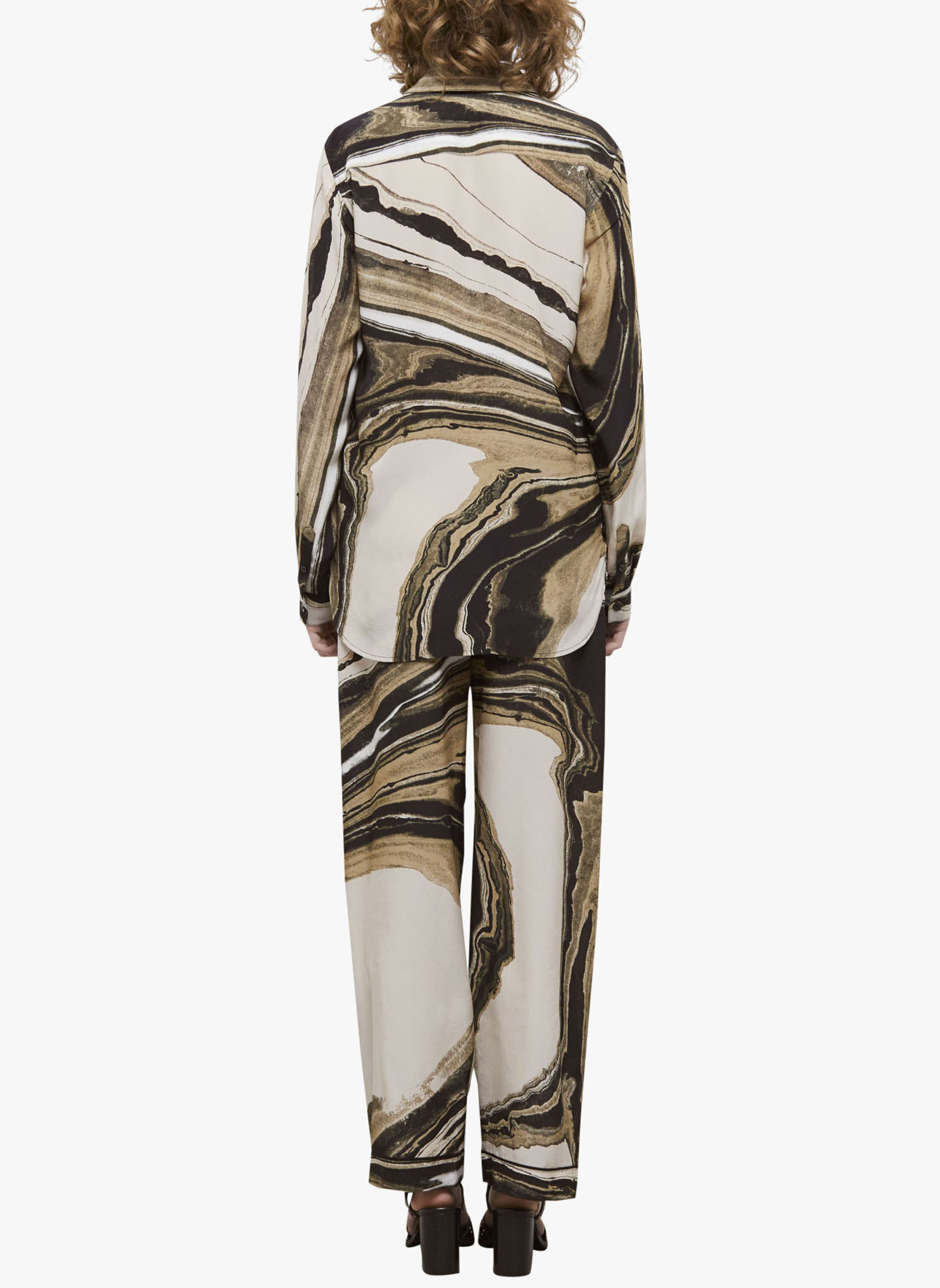 - Klassieke kraag - Lange mouw - Knoopsluiting - Met print - 100% zijde THE KOOPLES Beige