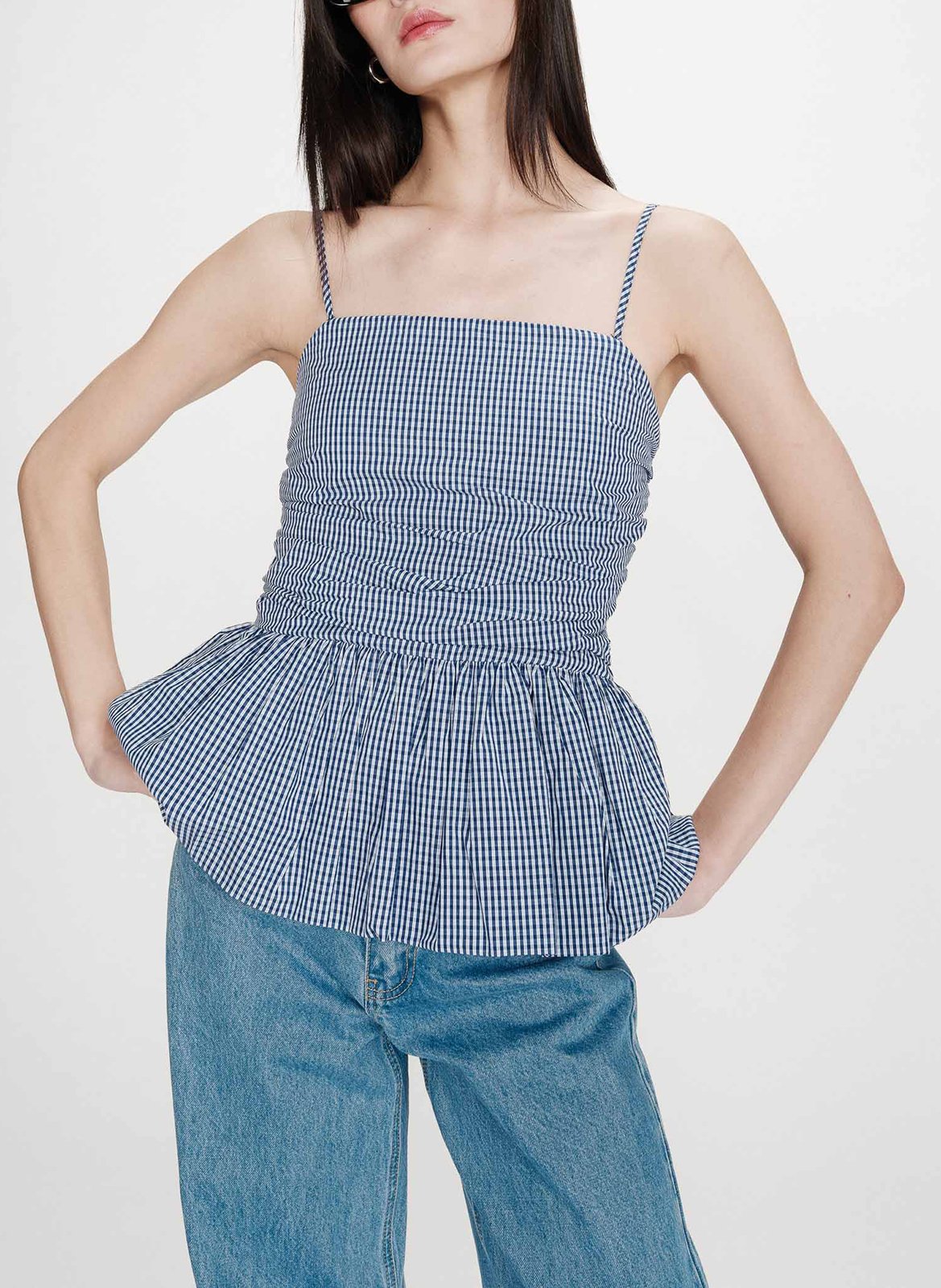 Top droit en coton imprimé GRACE ET MILA Bleu