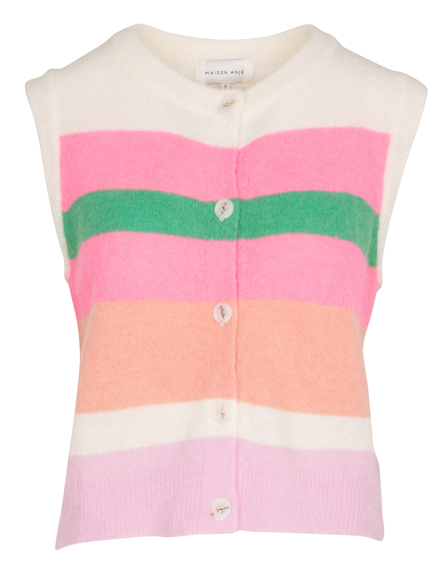 Gilet sans manches col rond rayé en laine mélangée MAISON ANJE