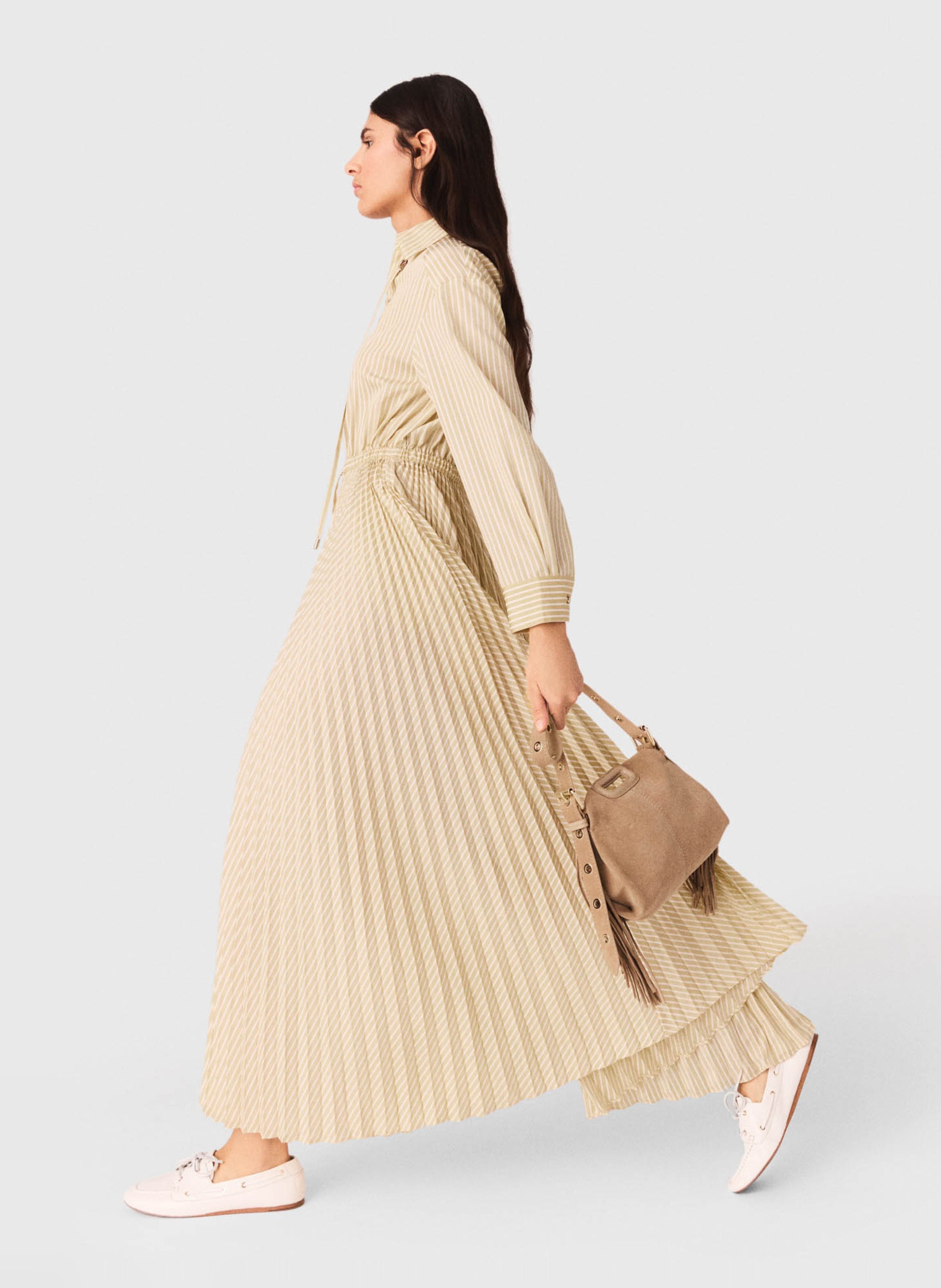 Lange jurk met klassieke kraag MAJE Geel