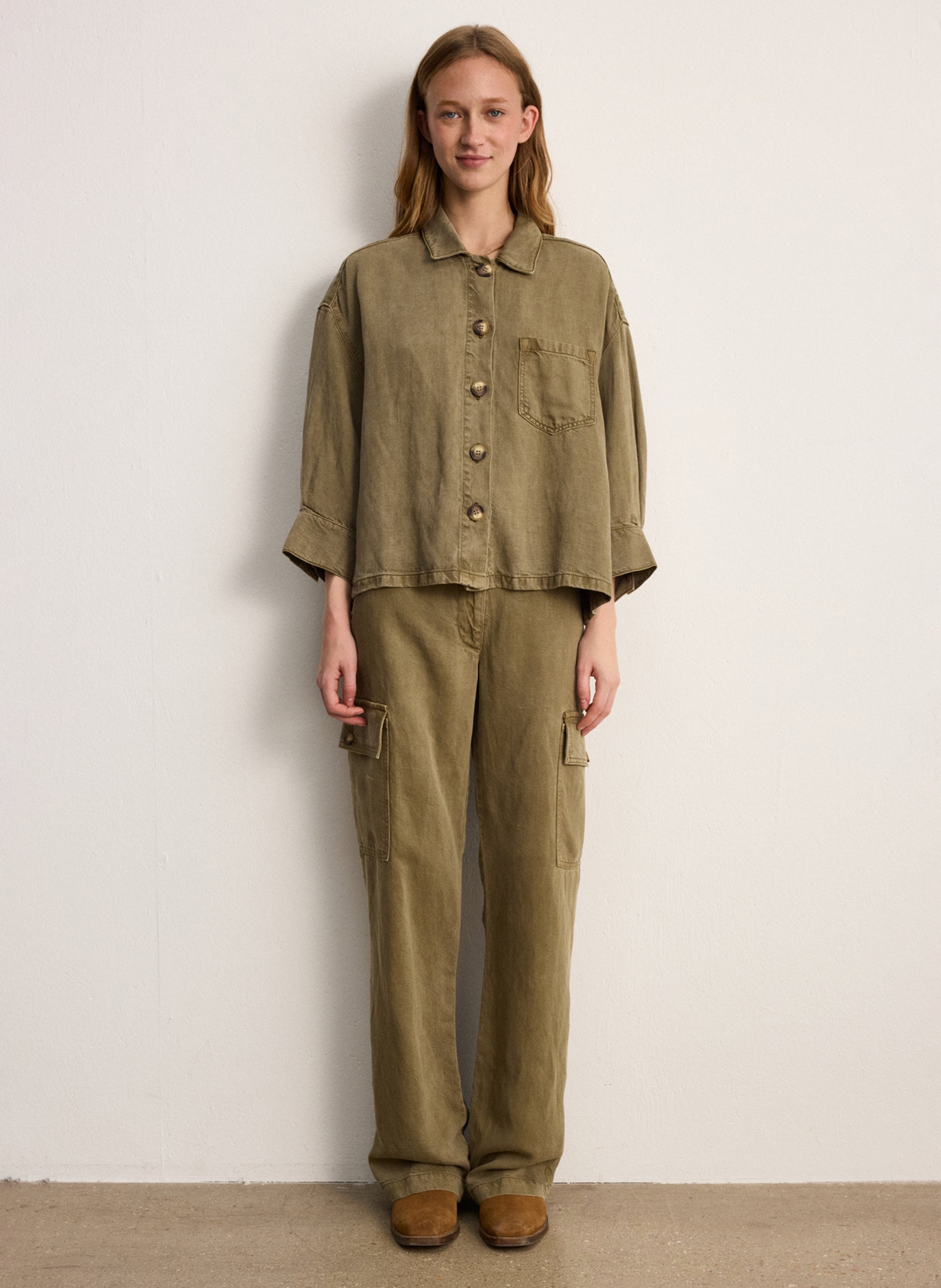 Oversized Hemd mit klassischem Kragen PABLO Khaki