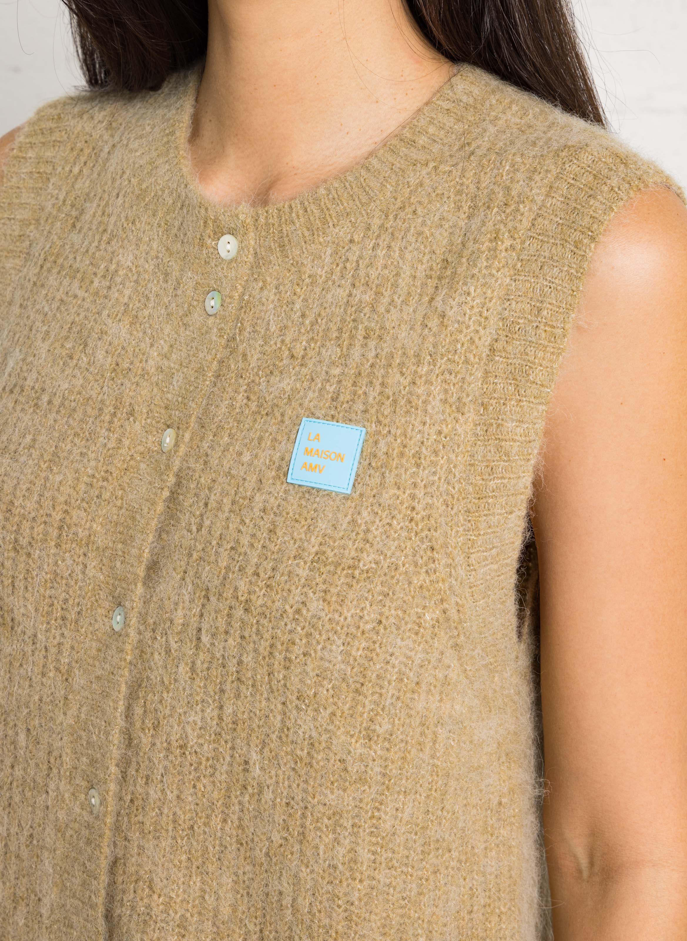 Gilet sans manches en maille duveteuse AMERICAN VINTAGE Beige