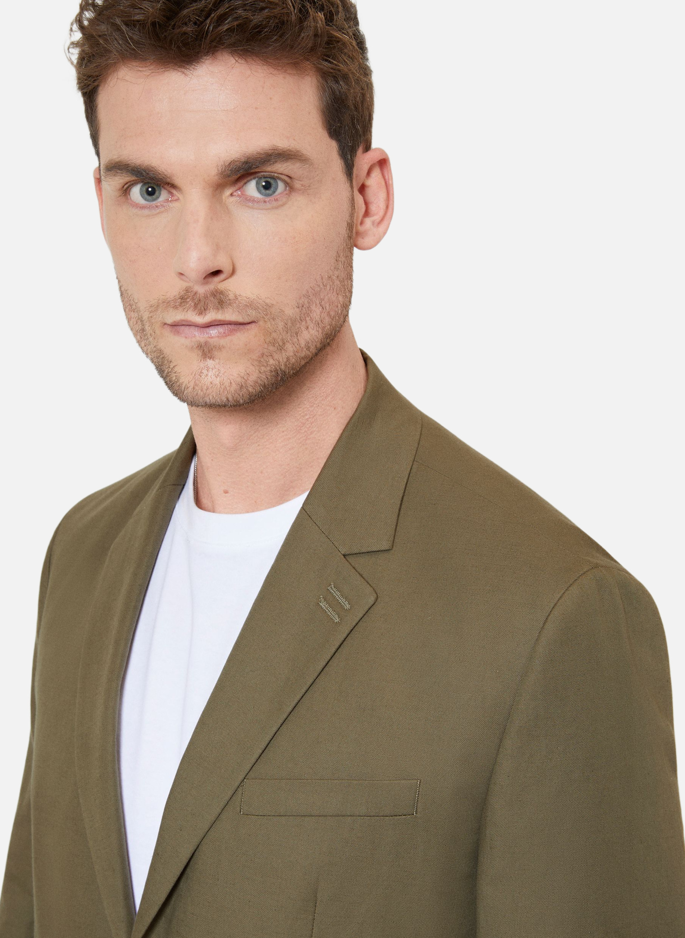 Cotton linen suit jacket THE KOOPLES Green