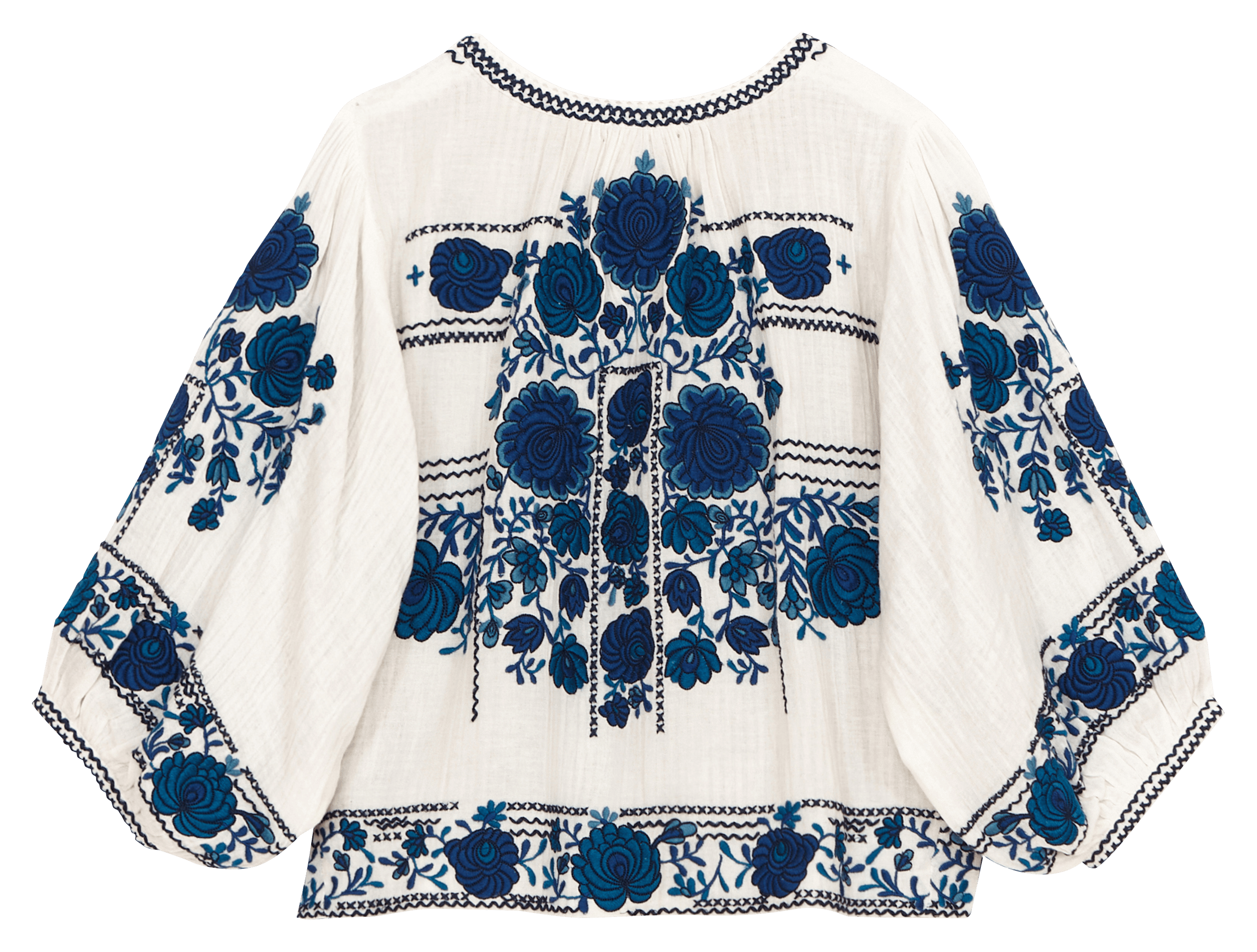 Veste oversize col rond en coton brodé M.A.B.E Blanc