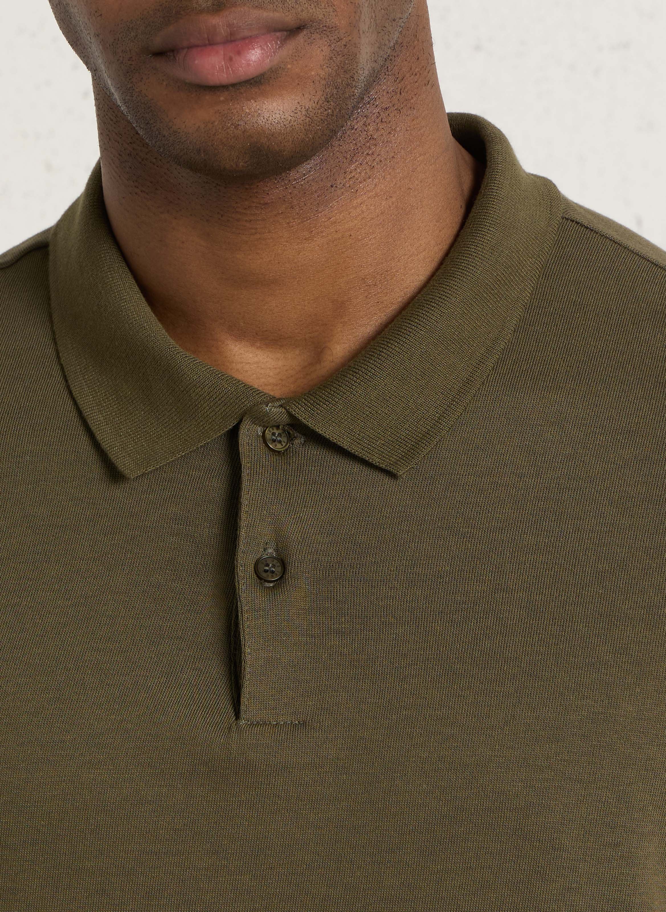 Cotton and linen polo shirt IKKS Khaki