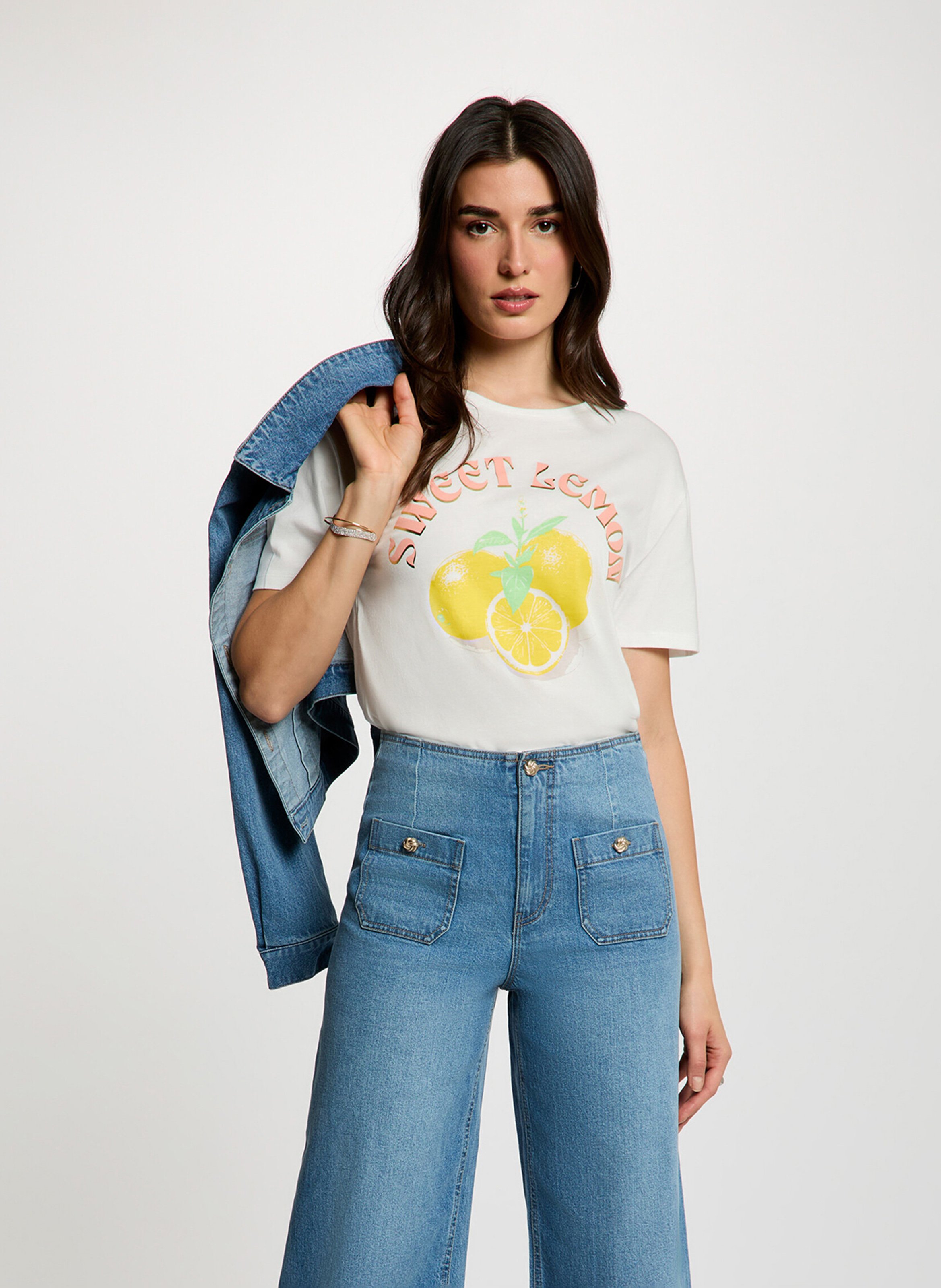 Tee-shirt imprimé col rond  MORGAN Blanc