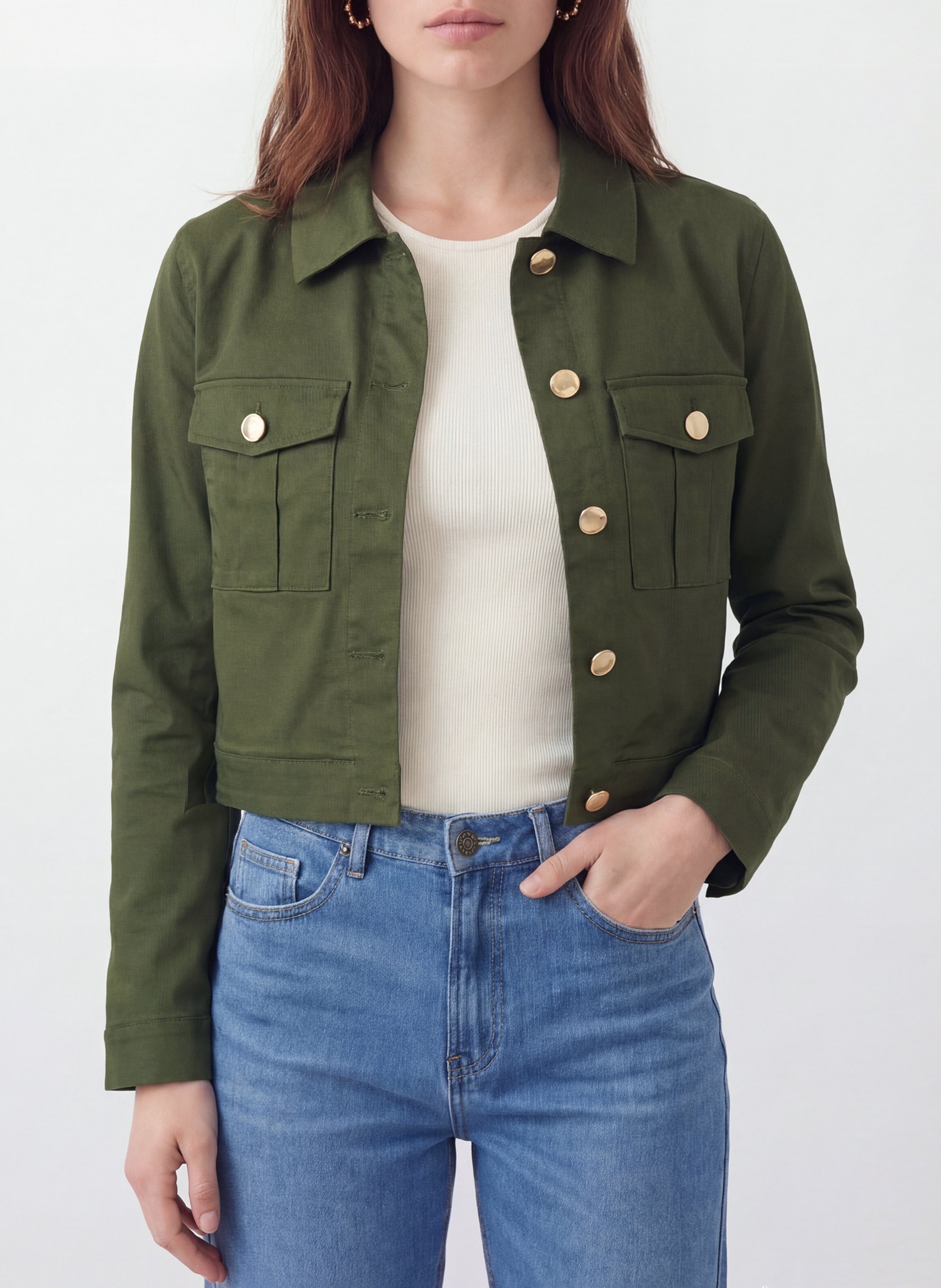 Baumwoll-Mix-Jacke mit klassischem Kragen KOOKAI Khaki