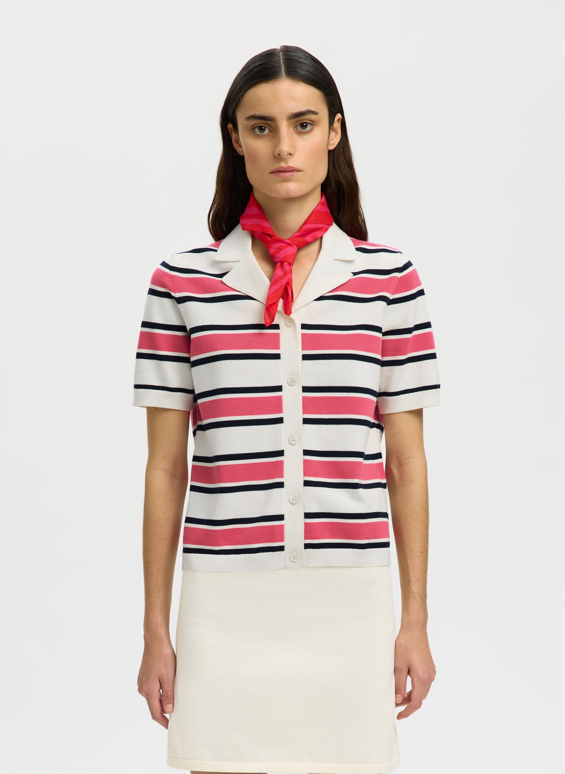 Striped blazer top SELECTED Beige