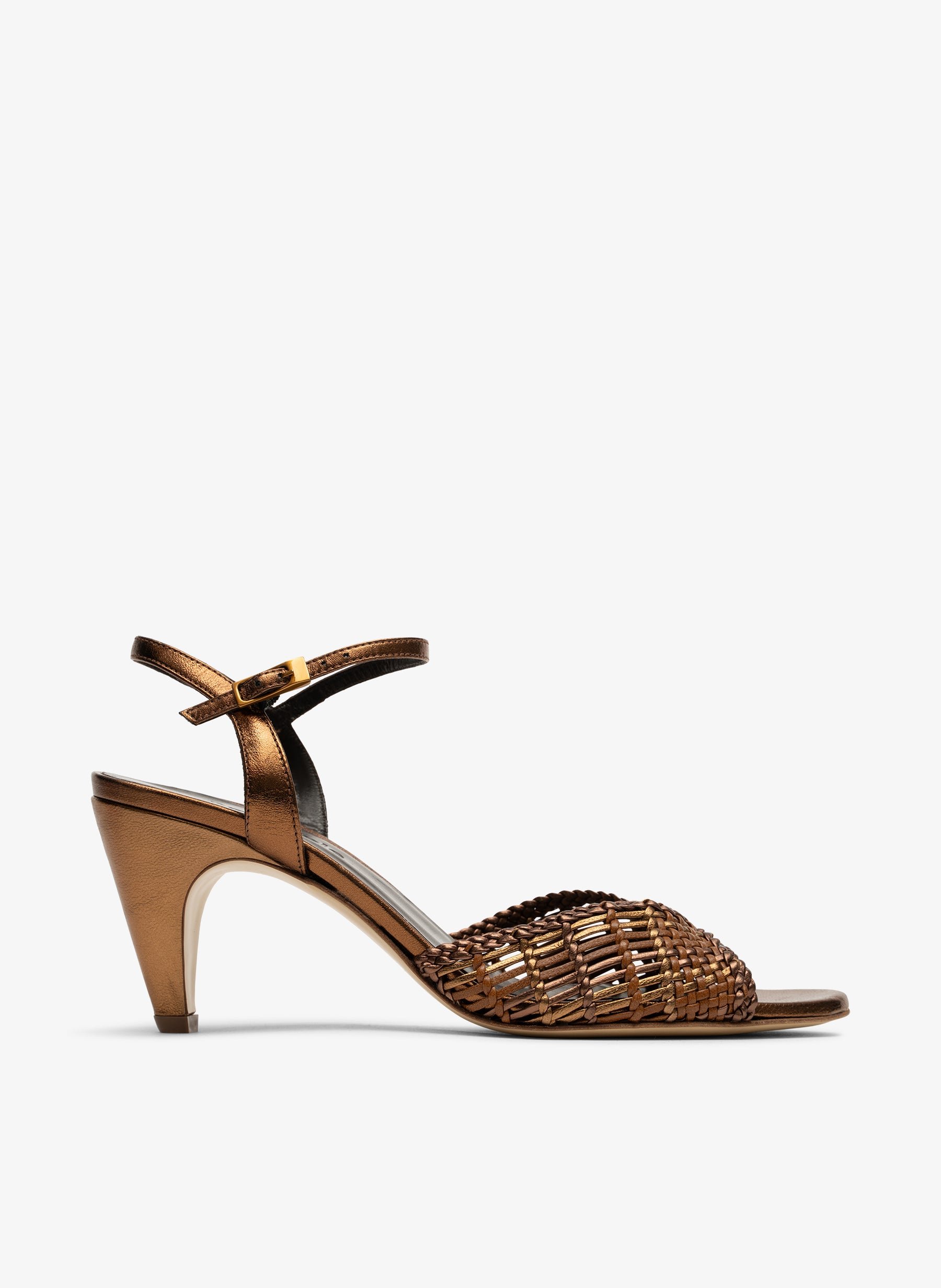 Bronze nappa leather sandals PARALLELE PARIS Brown