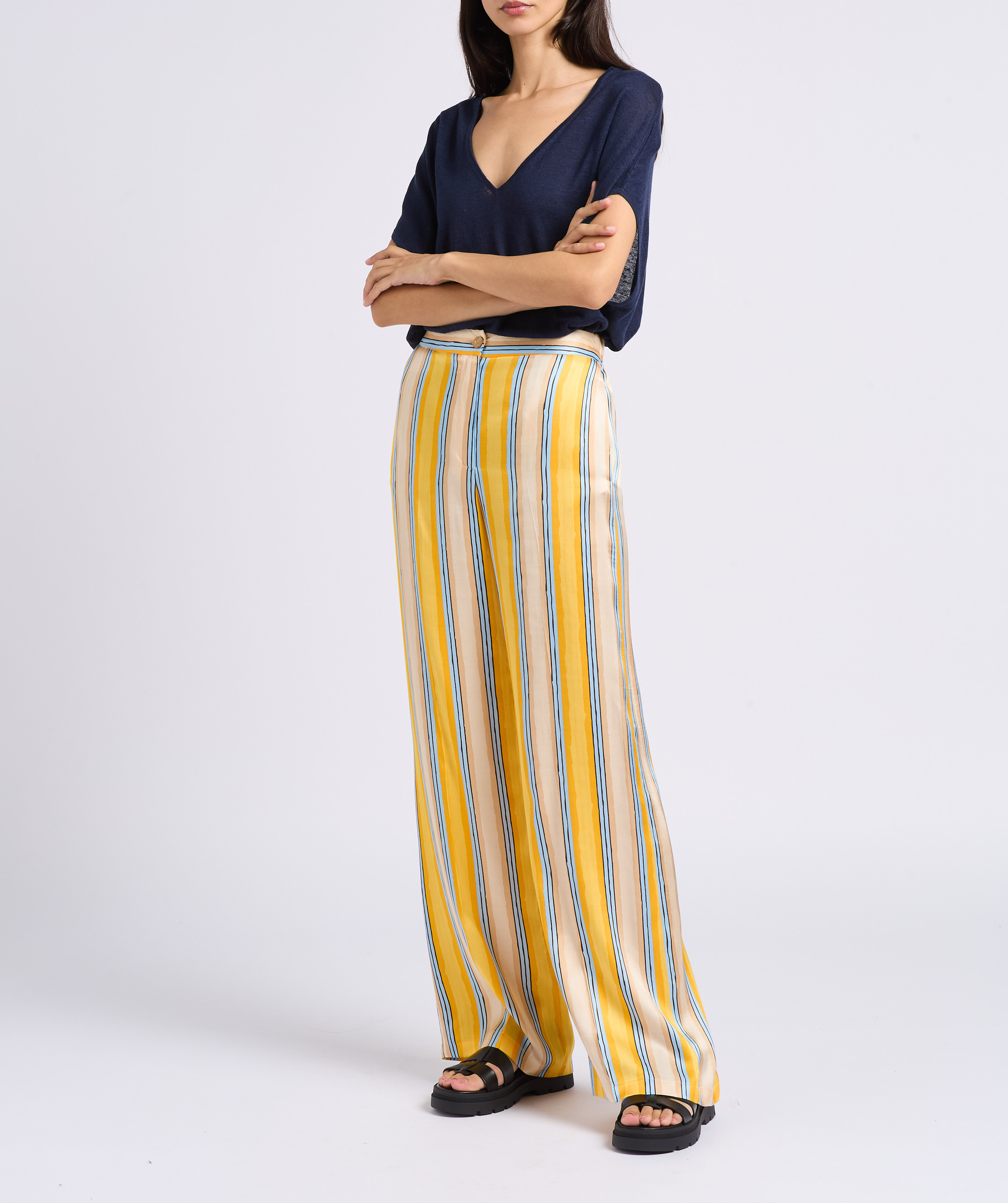 Fließende Satin-Hose mit Streifen MAX&Co. Gelb