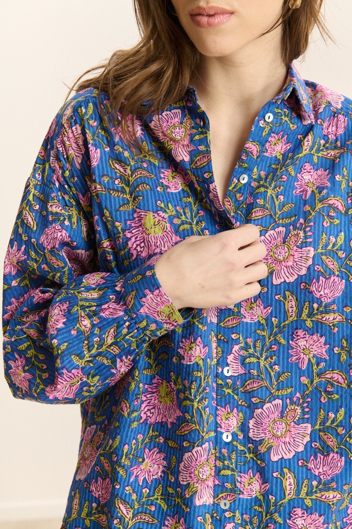 Printed long-sleeved shirt GARANCE PARIS Blue