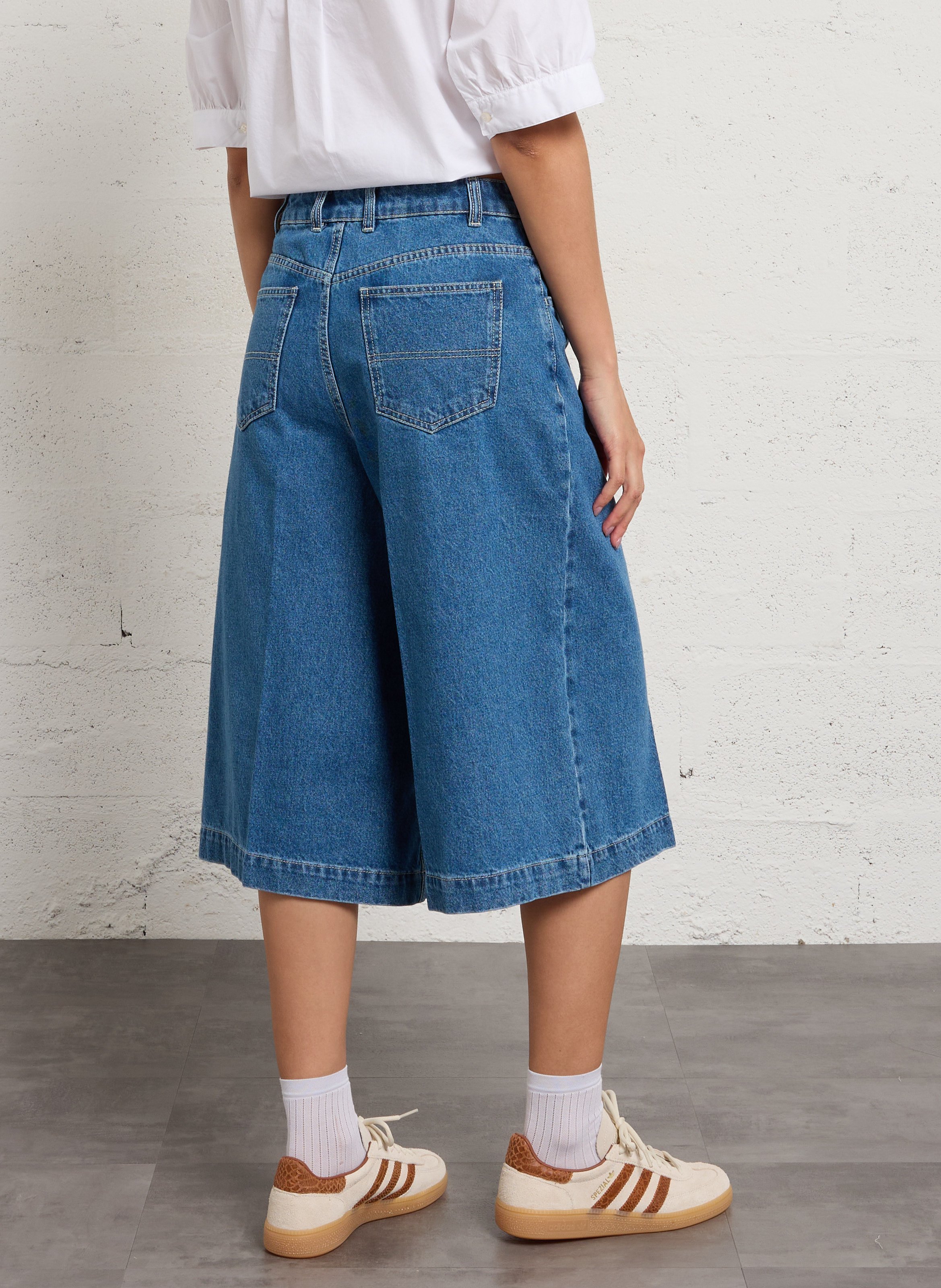 Wide-leg denim shorts BENSIMON Blue