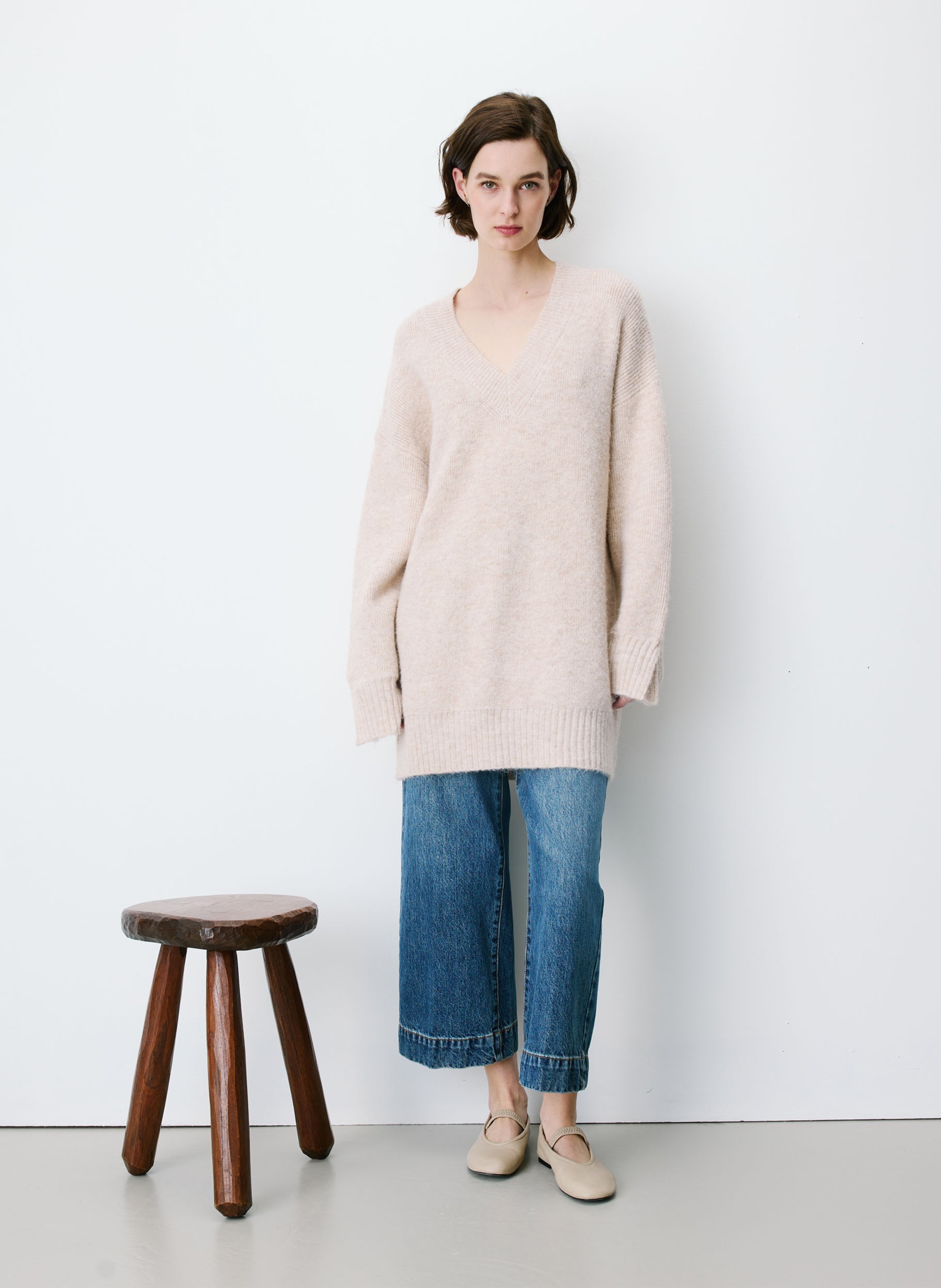 Short oversized knit dress GRACE ET MILA Beige