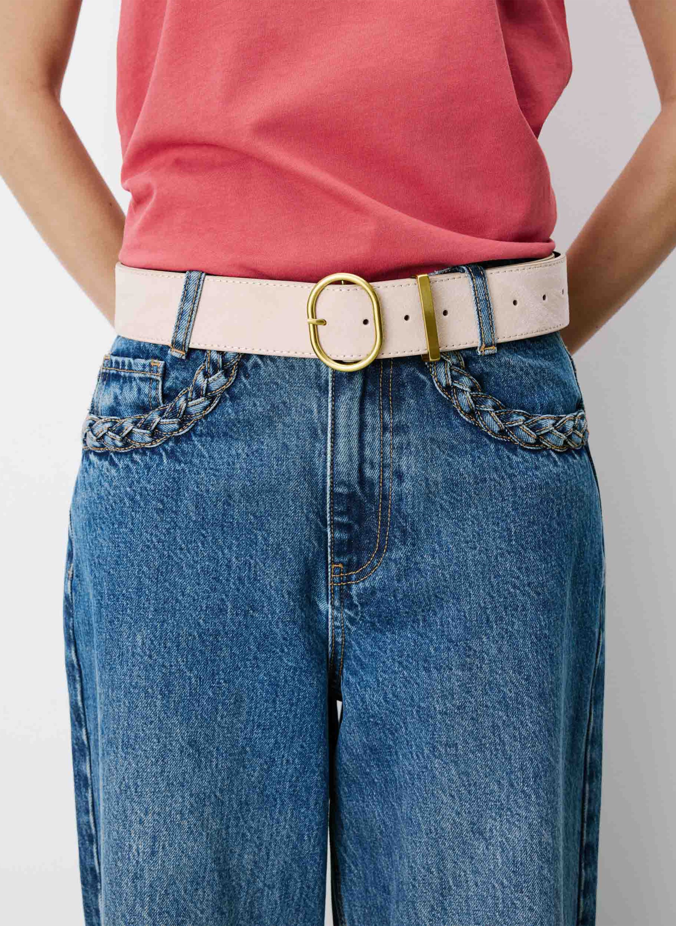Ceinture en cuir velours | Beige GRACE ET MILA Femme