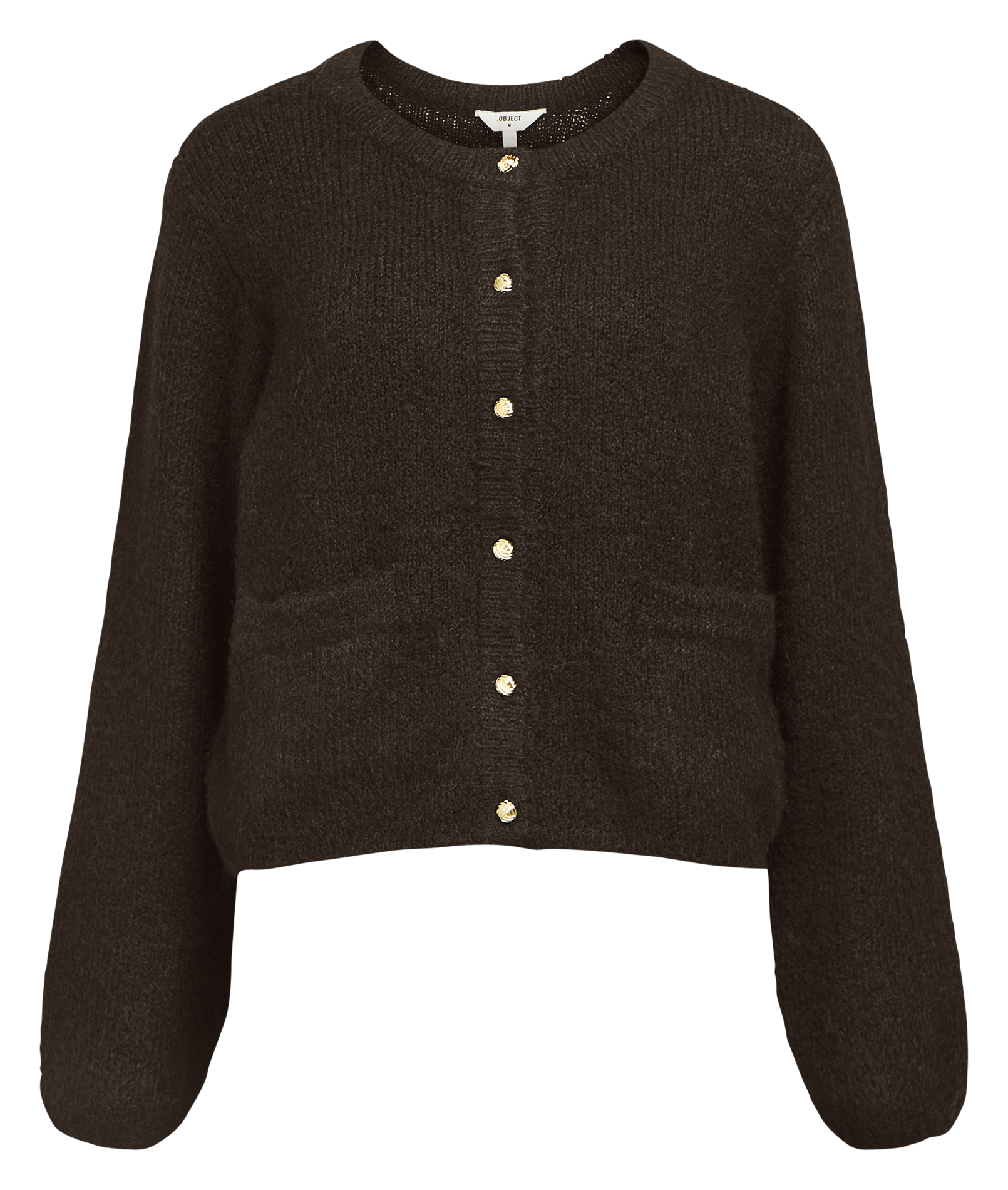 Round-neck cardigan OBJECT Brown