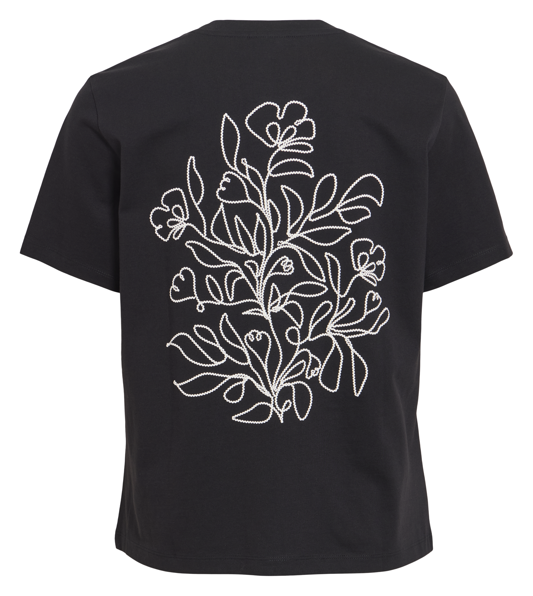 Tee-shirt droit col rond en coton bio imprimé VILA Noir