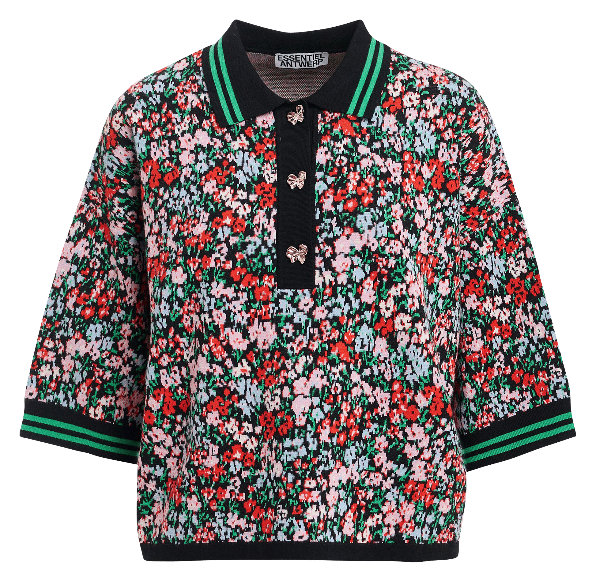 Gerader Polo mit Blumendruck ESSENTIEL ANTWERP Mehrfarbig