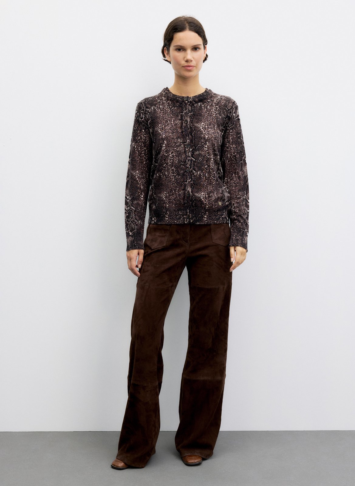 Wollen vest met pythonprint GERARD DAREL Bruin