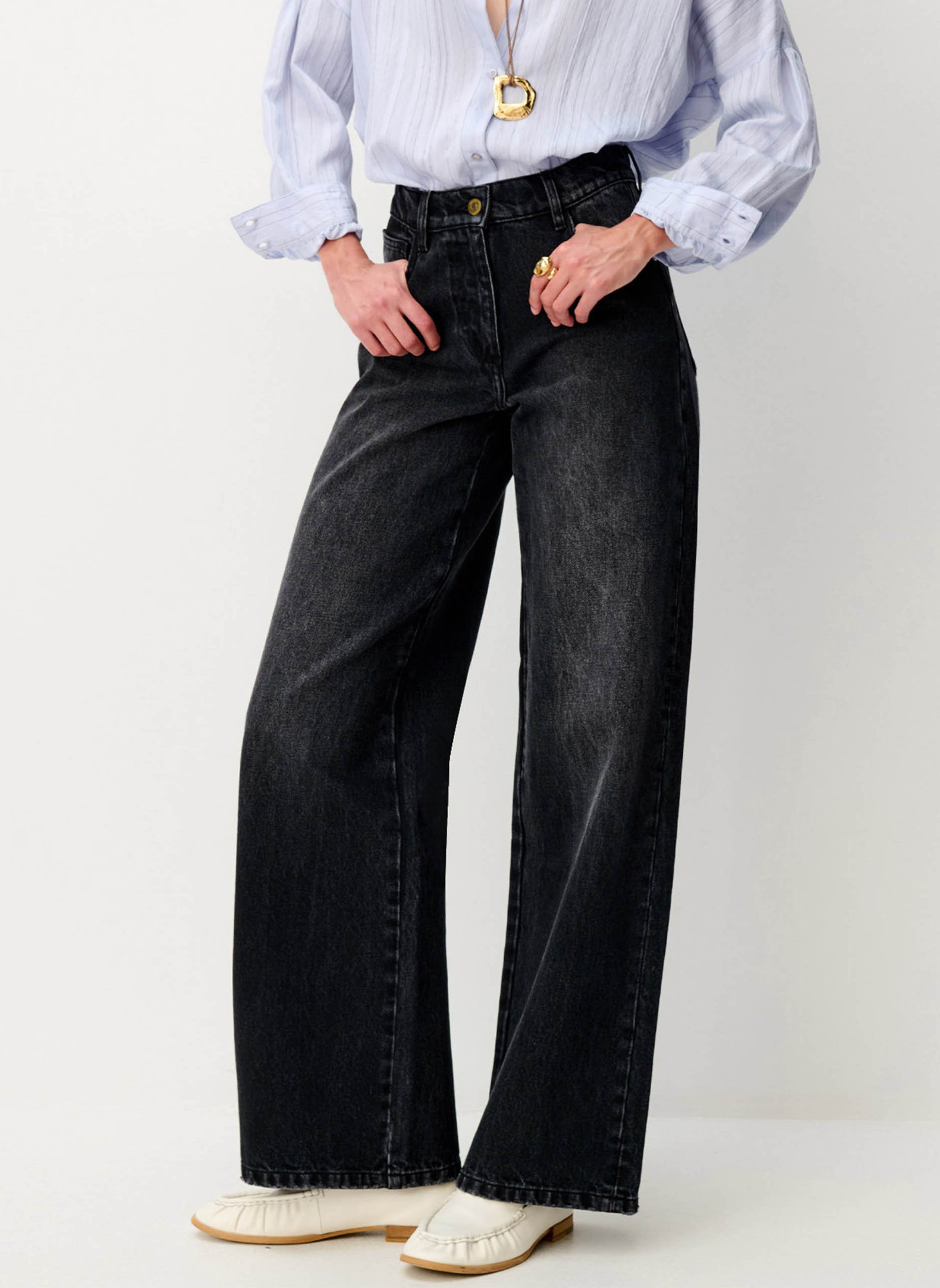 Straight Cut Jeans aus Baumwolle SESSUN Schwarz