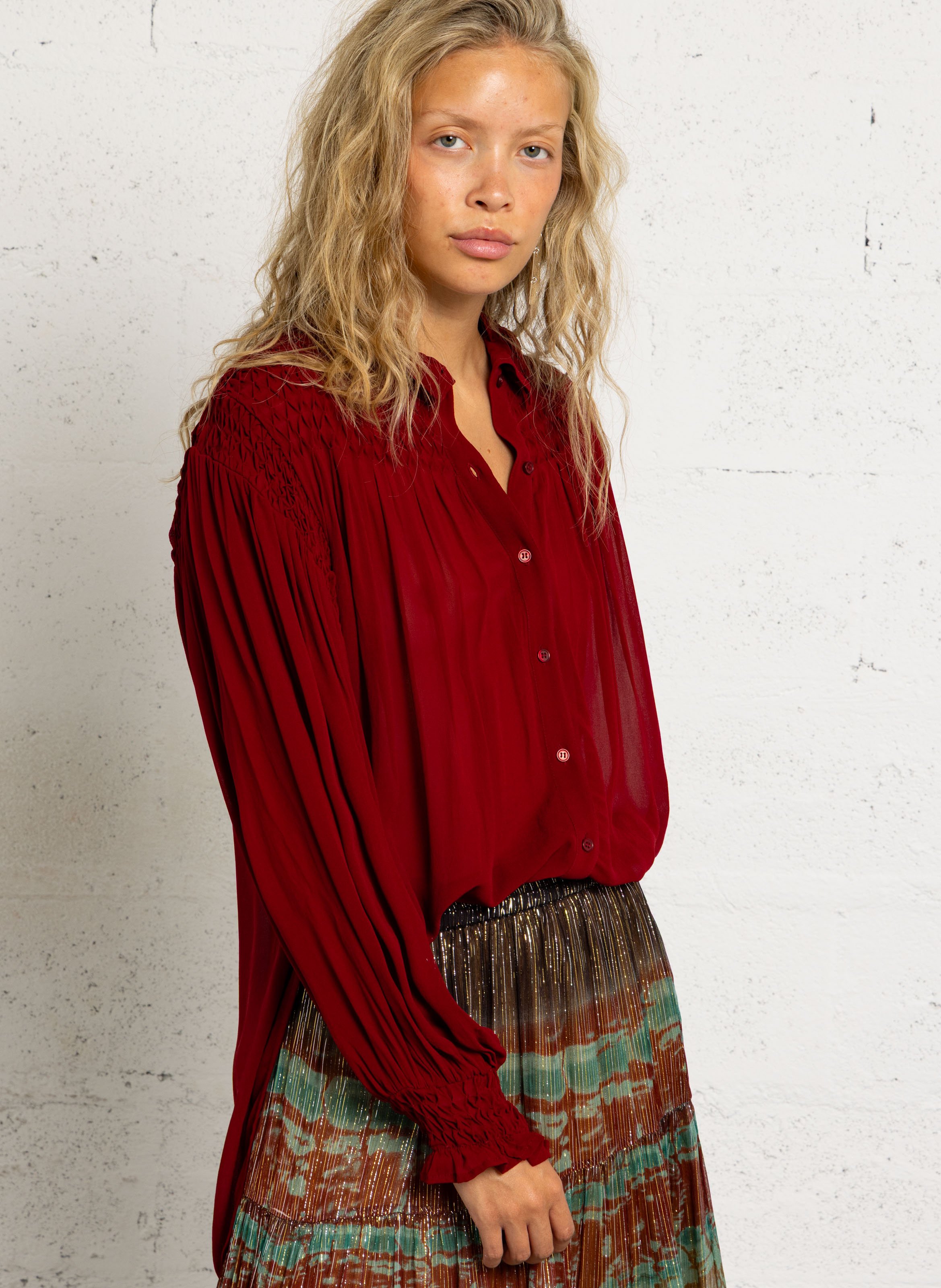 Flowy Oversized Long Shirt MES DEMOISELLES Red