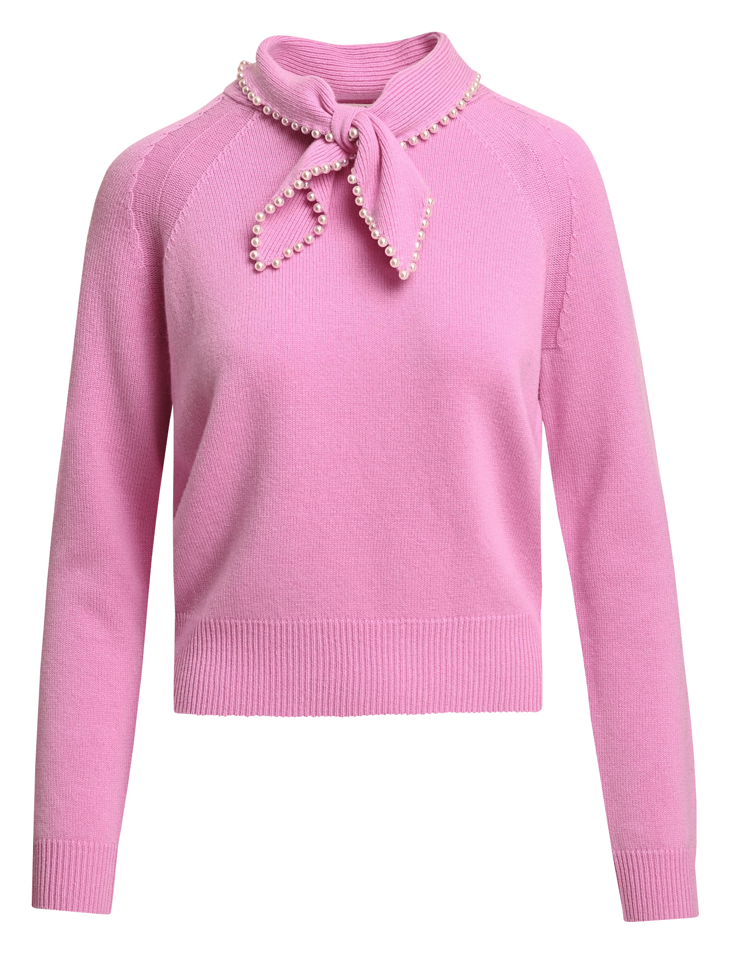 Straight-fit wool and cashmere pussy-bow collar sweater ESSENTIEL ANTWERP Pink