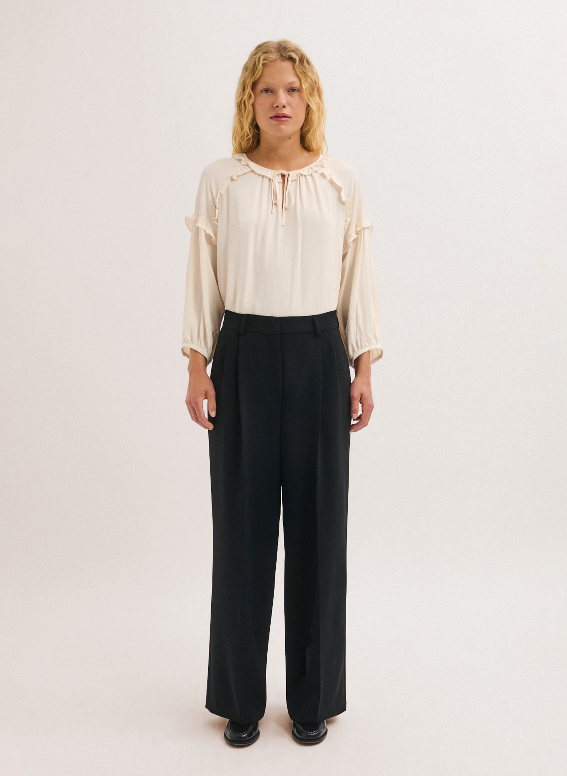 Wijde broek met hoge taille PABLO Zwart
