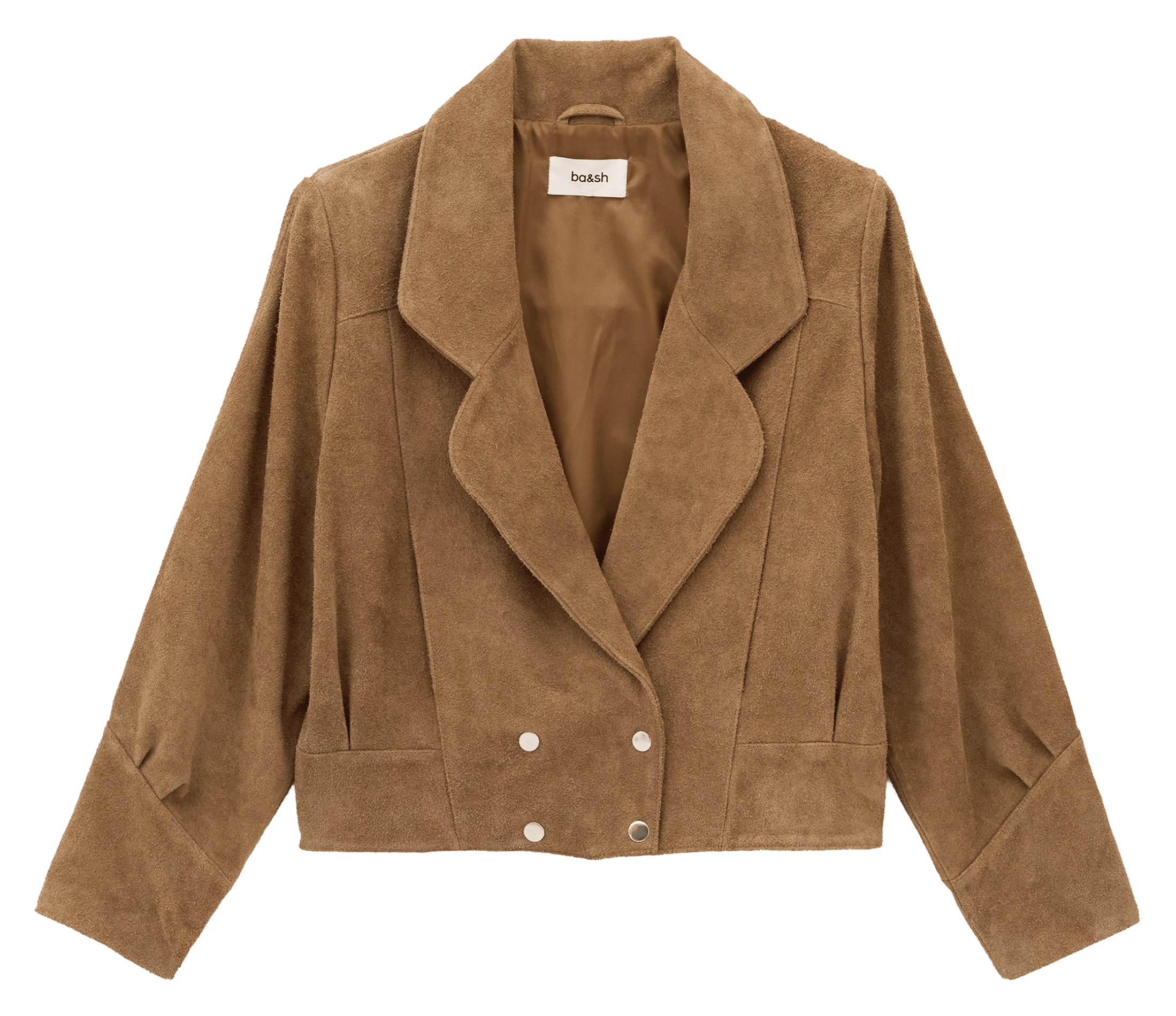 Veste droite col tailleur uni en cuir BA&SH Beige