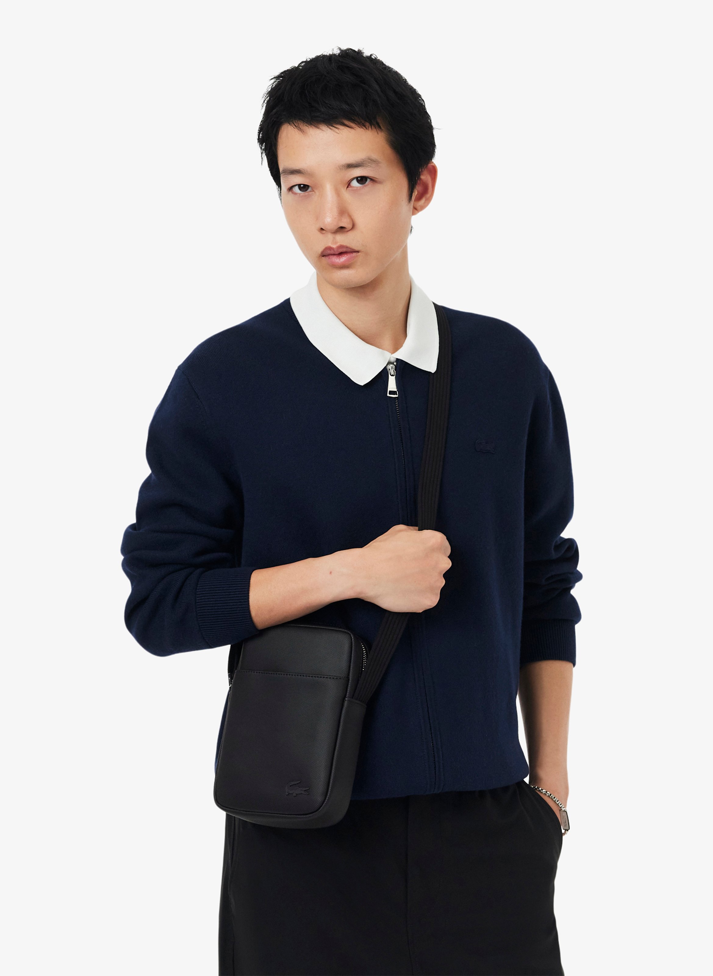 Sacoche texturée à bandoulière LACOSTE Noir