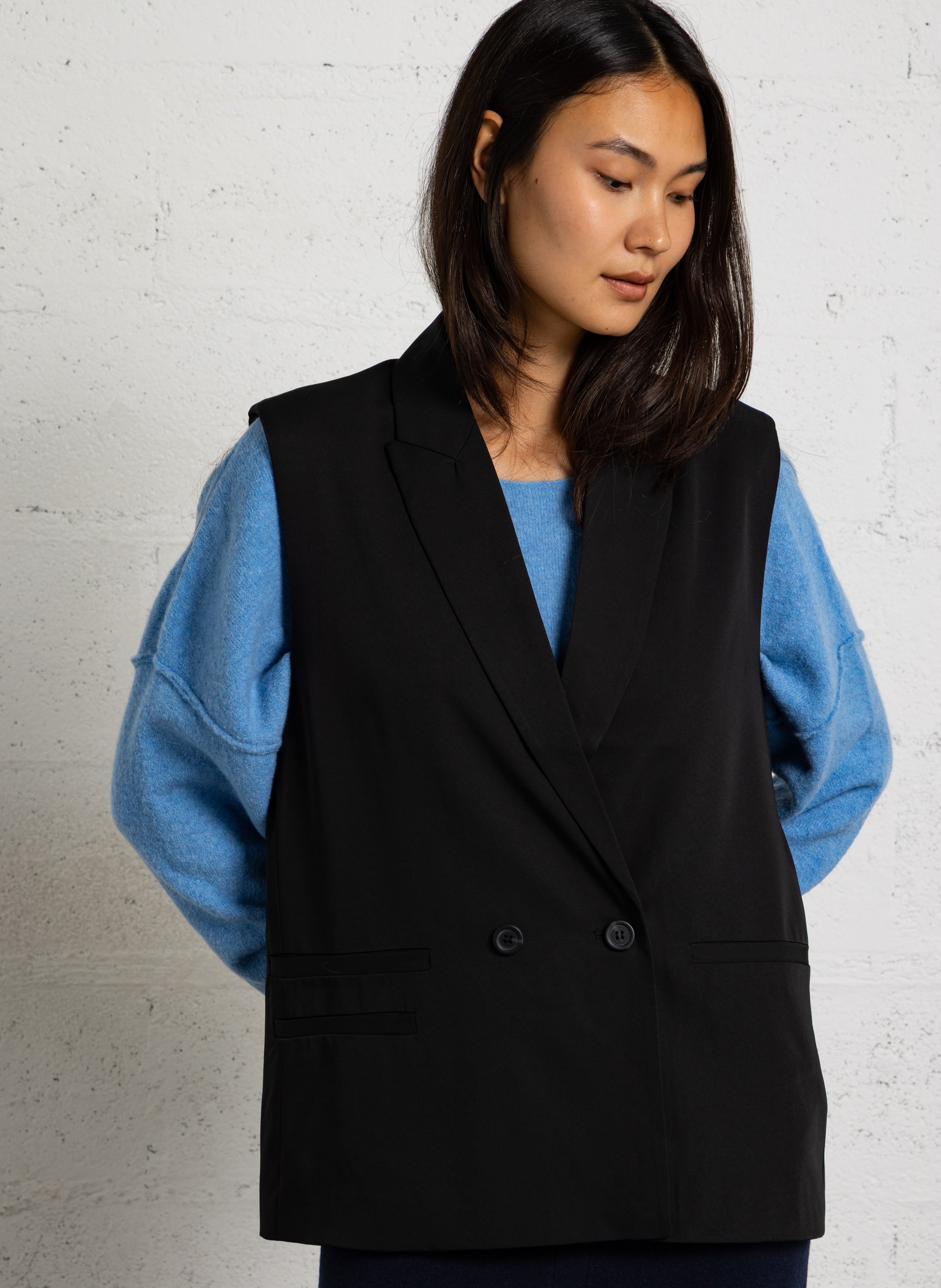 Veste col tailleur sans manches LE TEMPS DES CERISES Noir