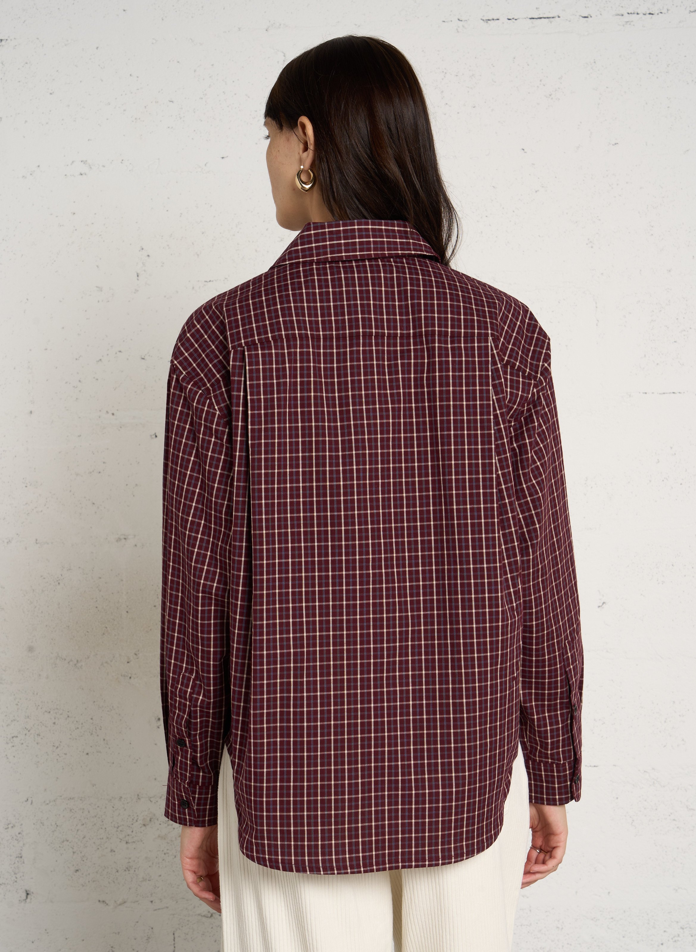 Chemise ample à carreaux en coton THE NEW SOCIETY Rouge