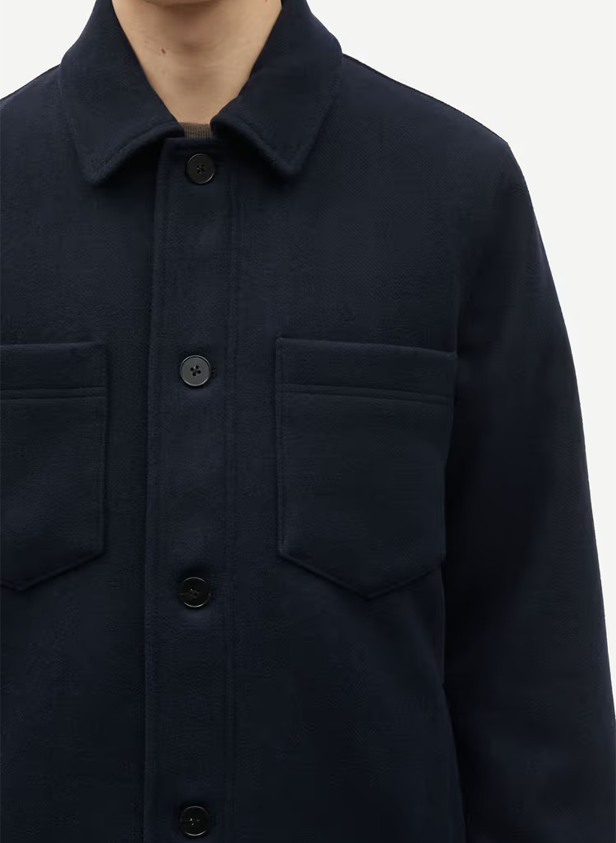 Straight shirt jacket with a classic collar in a wool blend SAMSOE SAMSOE Blue