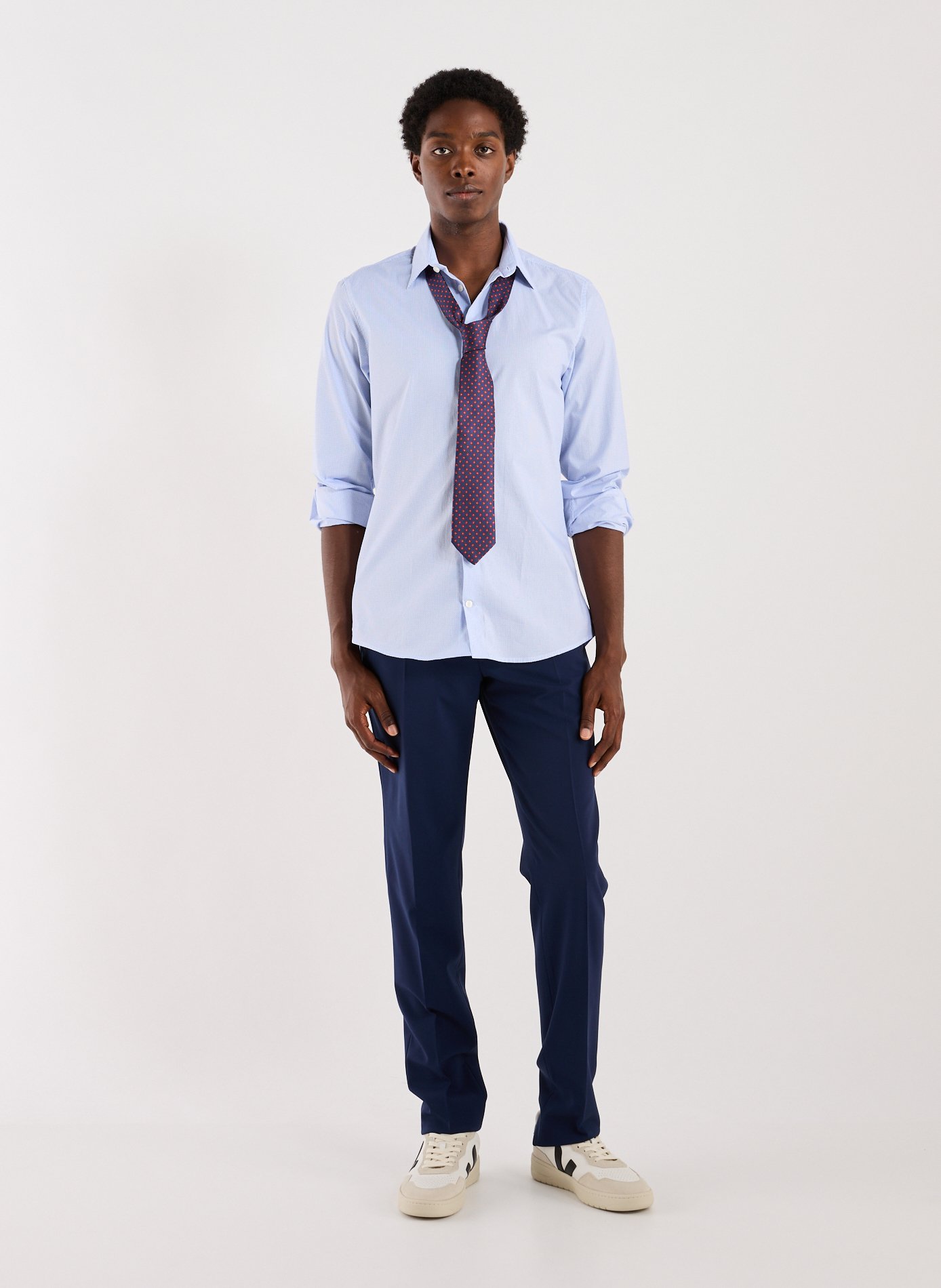 Straight-cut cotton shirt AU PRINTEMPS PARIS Blue