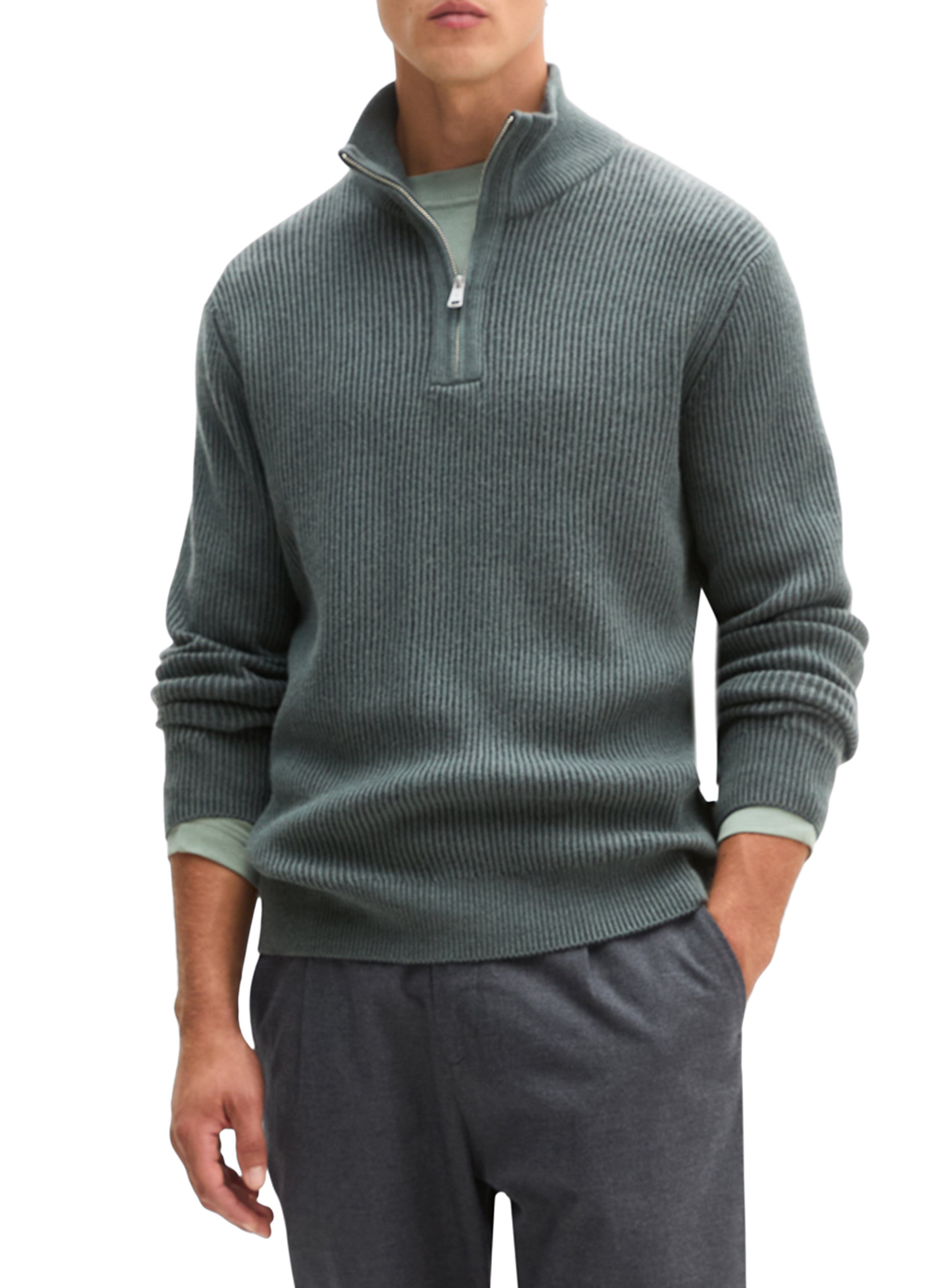 Cotton-blend zip-neck sweater MARC O'POLO