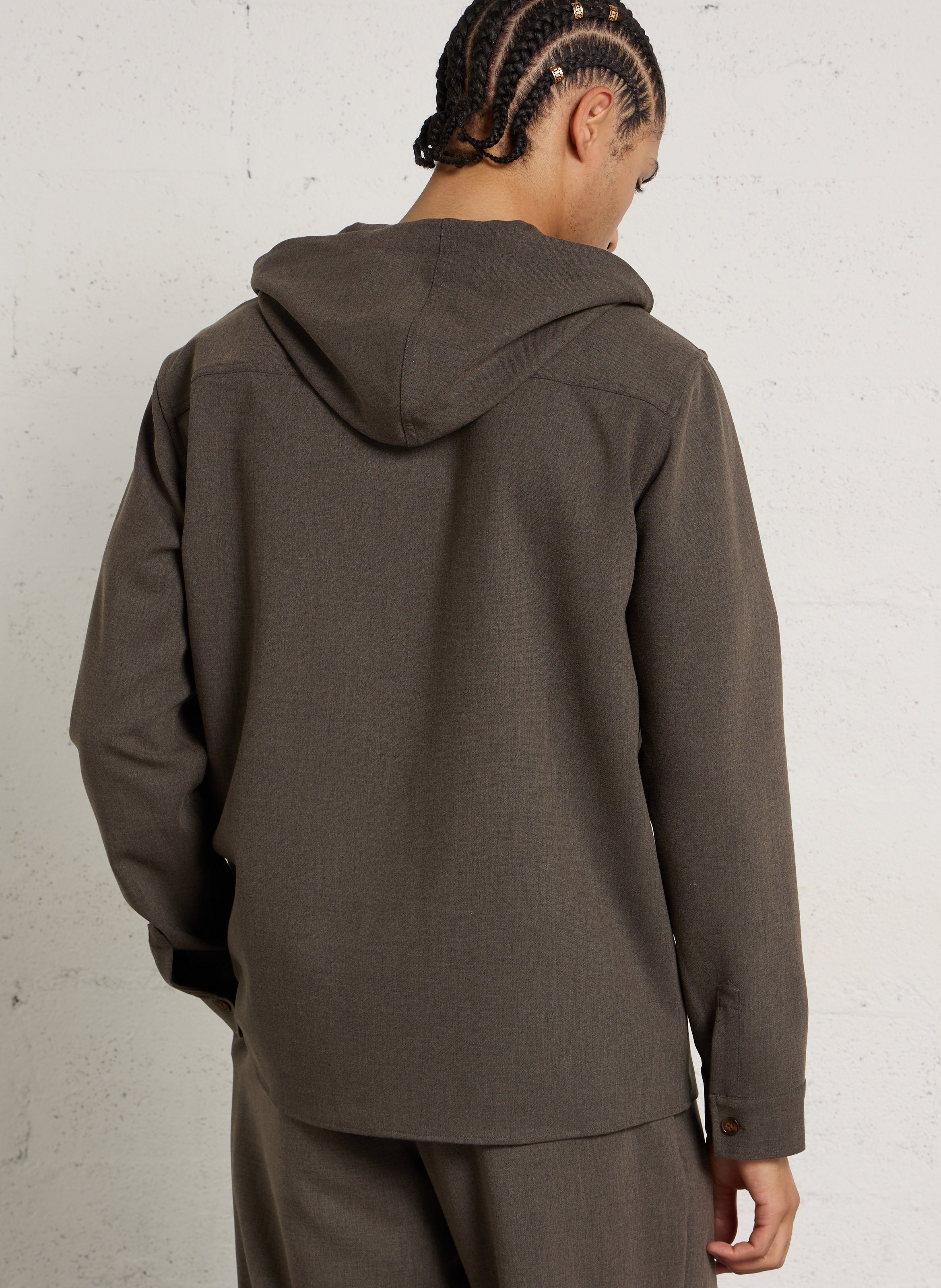 Oversize-Hemdjacke mit Kapuze IKKS Braun