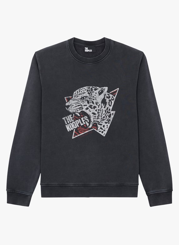 Sweat imprimΓ© en coton dΓ©lavΓ© Bleu The kooples Homme Place des