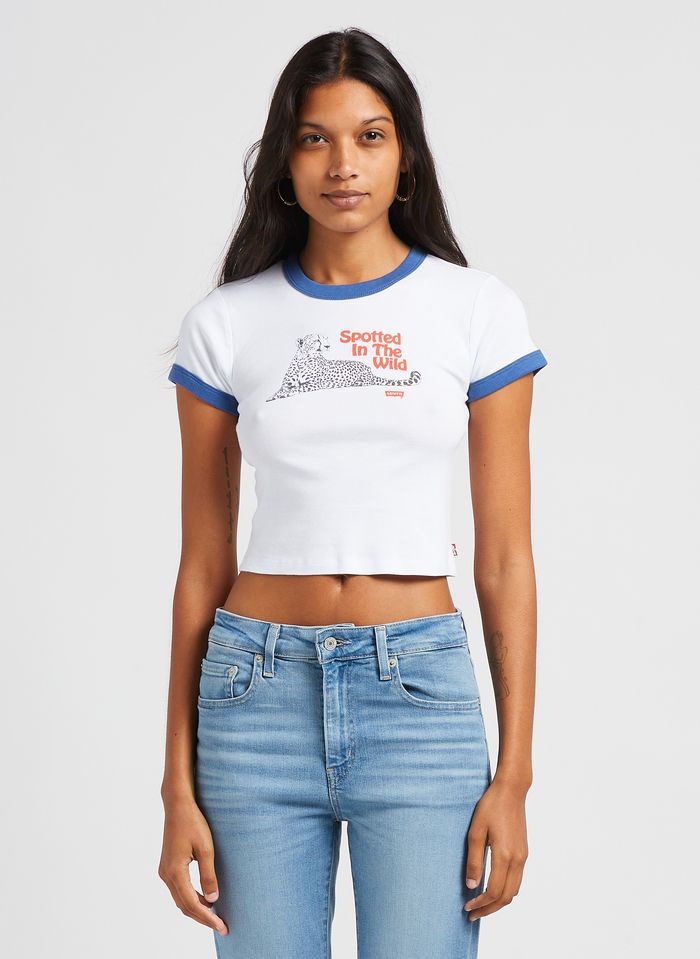 Printed Round-neck Cropped Top Spotted In The Wild Bright White / Blue  Collar Levi's - Women | Place des Tendances