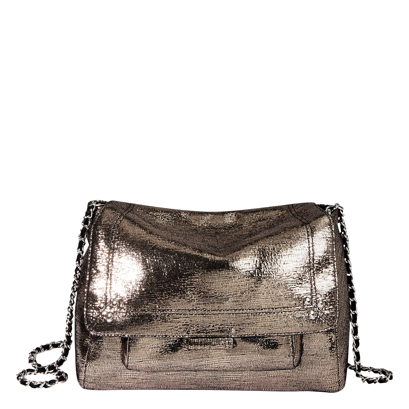 Leather messenger bag JEROME DREYFUSS Silver
