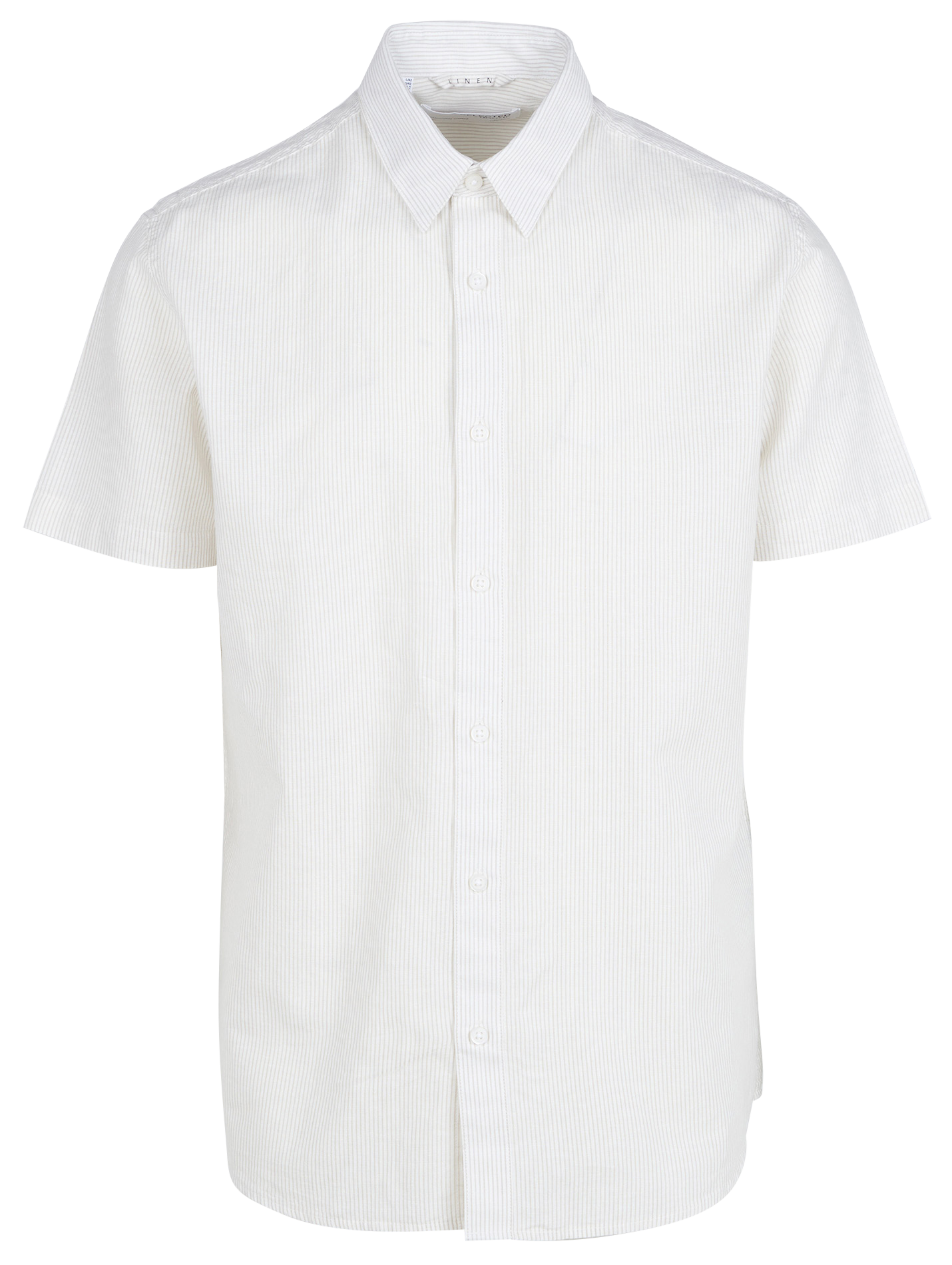 Chemise rayée en coton et lin SELECTED Beige