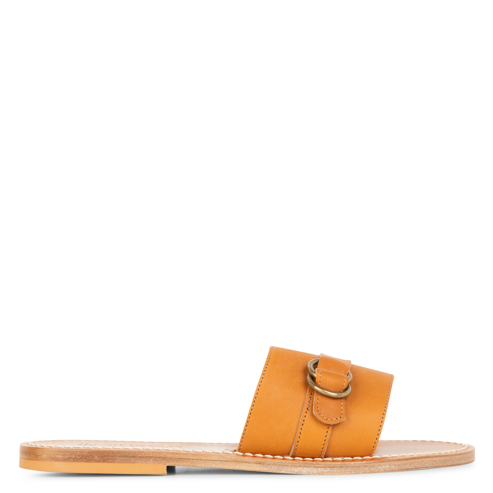 Flat strappy open leather sandals K JACQUES Golden