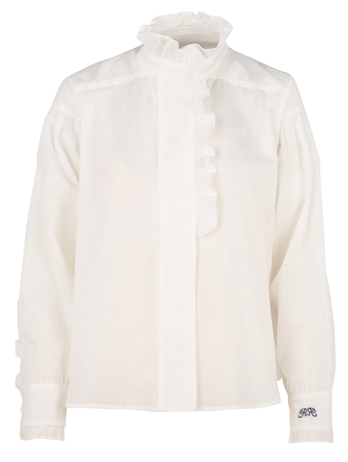 Chemise col volanté en coton ROSEANNA Blanc