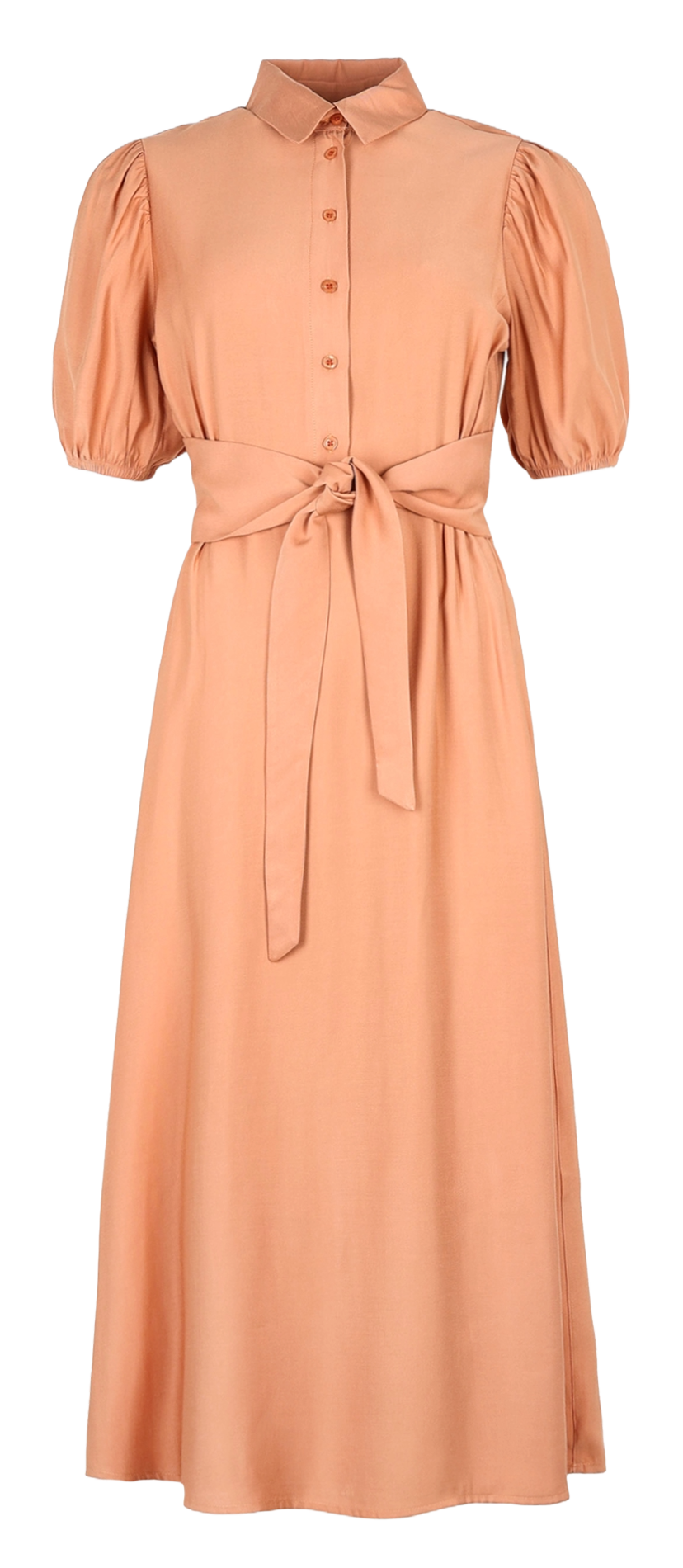 Flared midi dress with short sleeves AN'GE Orange