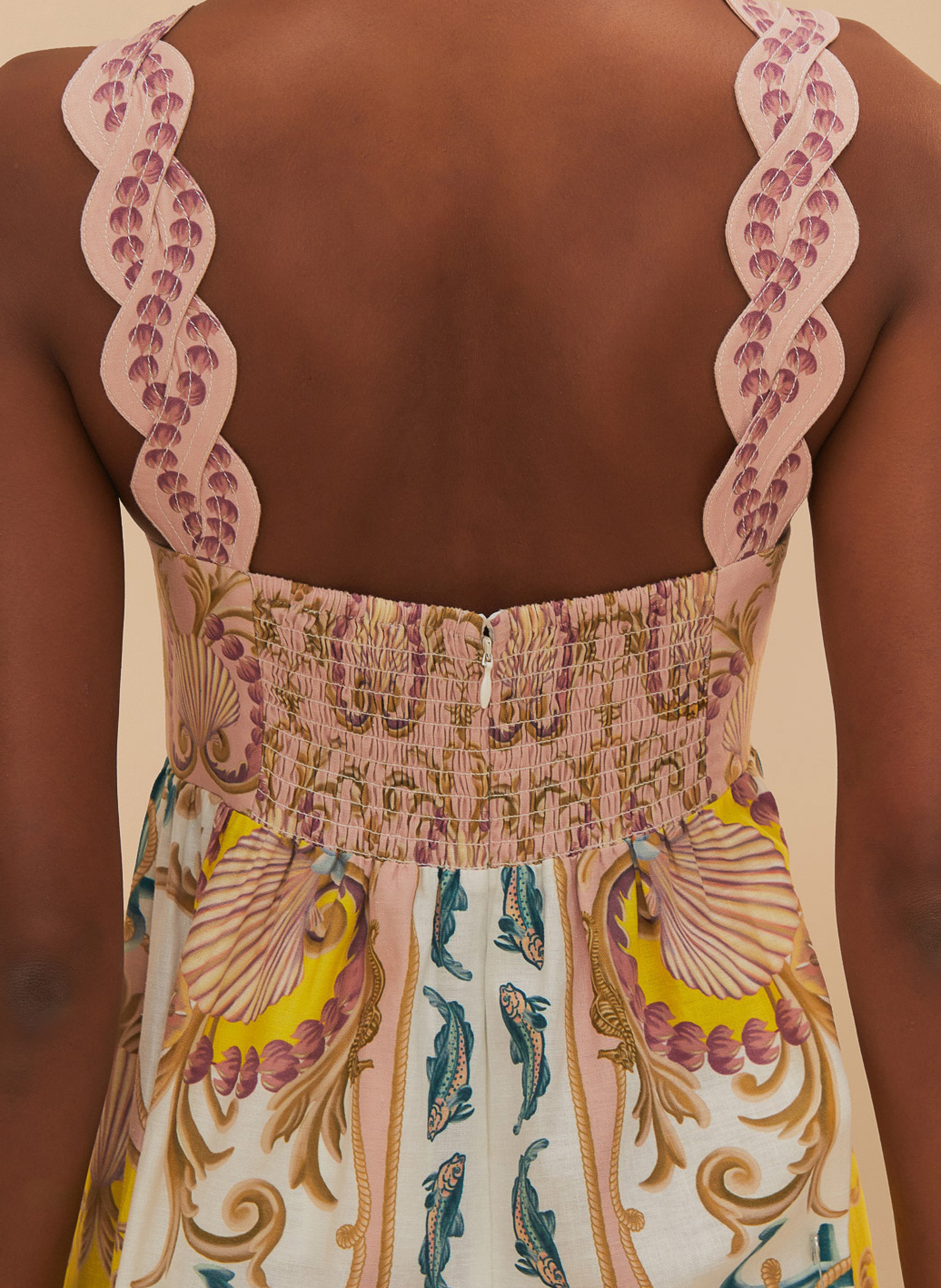 Robe longue en lin mélangé imprimé FARM RIO Multicolore